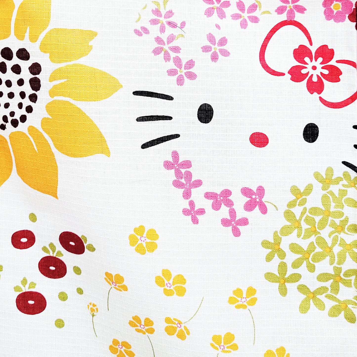 Japanese Yukata Kimono - Hello Kitty and Flowers in Beige