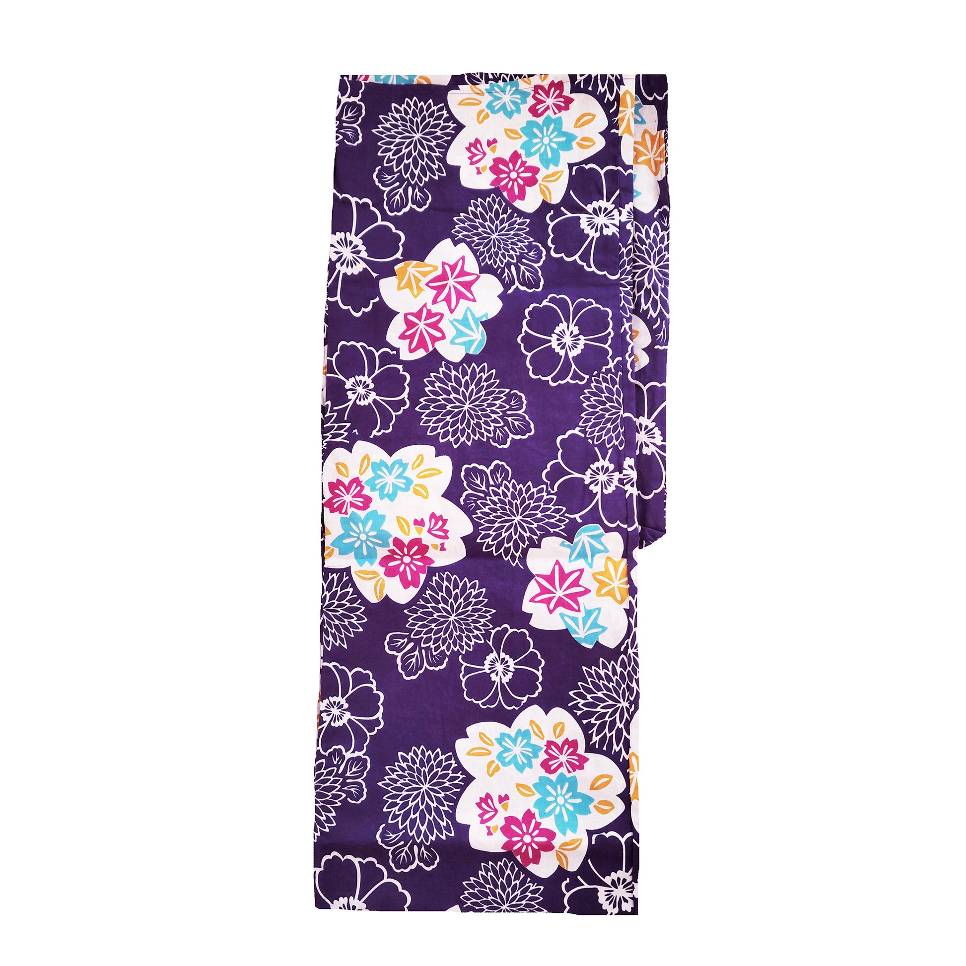 Women's Japanese Yukata Kimono - Various Japanese Flowers in Purple