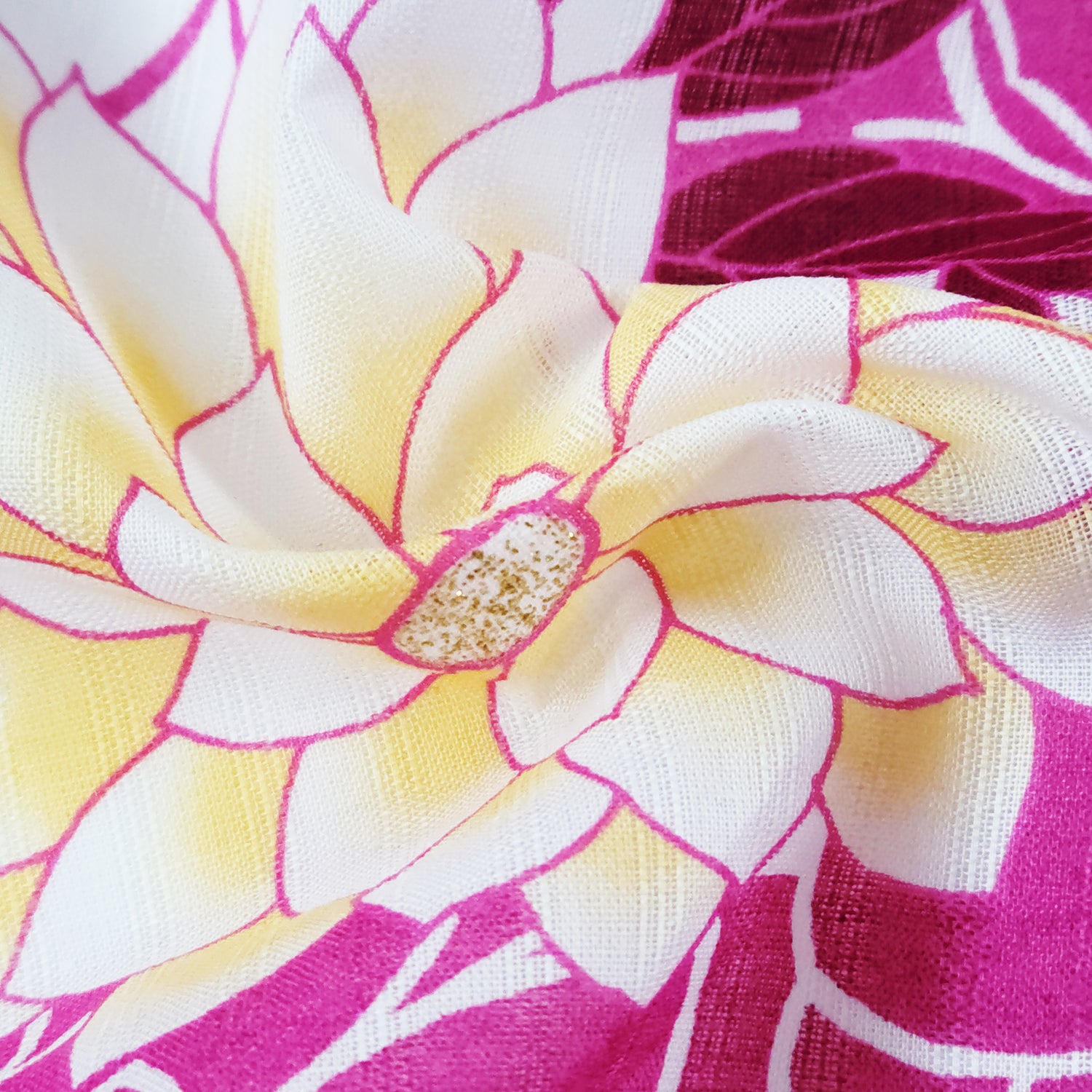 Yellow Chrysanthemum Japanese fabric for yukata