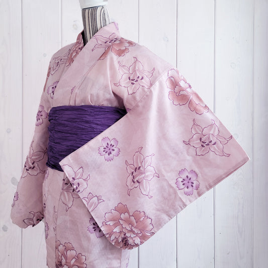 Women's Japanese Yukata Kimono - Japanese Flowers in Pink