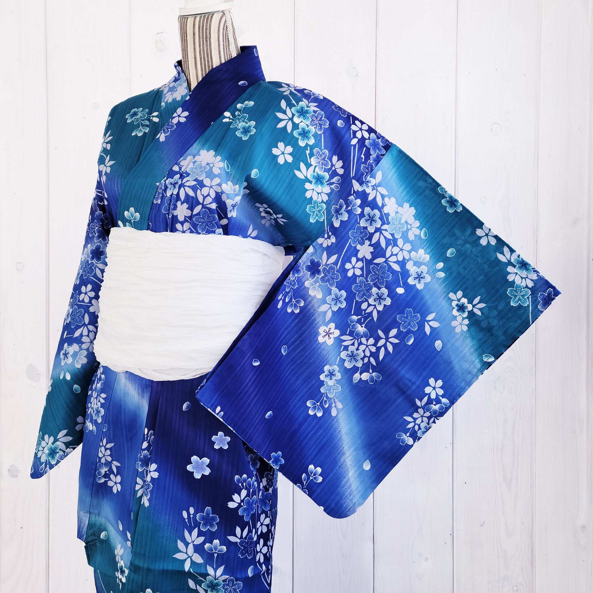 KimonoPaint Japanese Cherry Blossom Blue Racerback Moisture