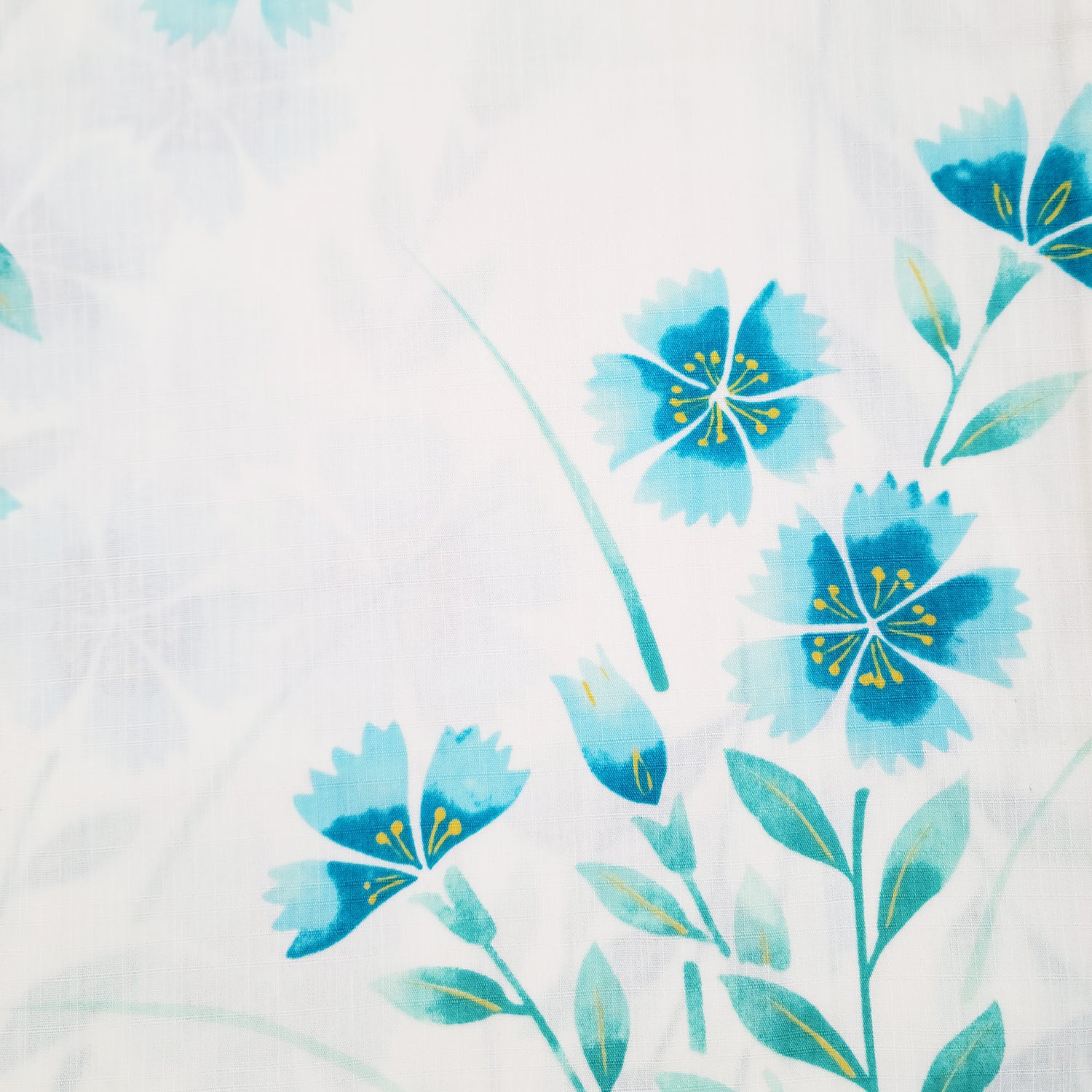 Women's Japanese Yukata Kimono - Blue Flowers in White