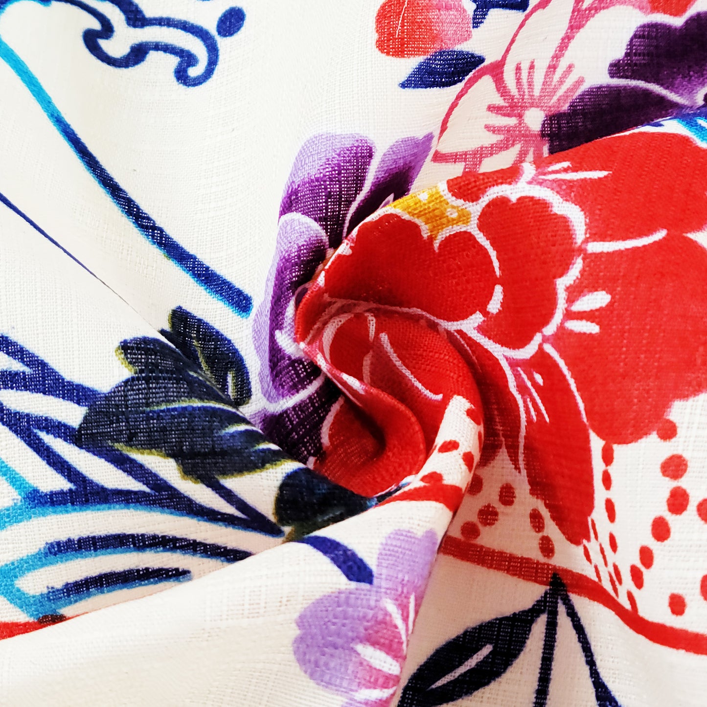 Women's Japanese Yukata Kimono - Rainbow Japanese Motifs in Beige