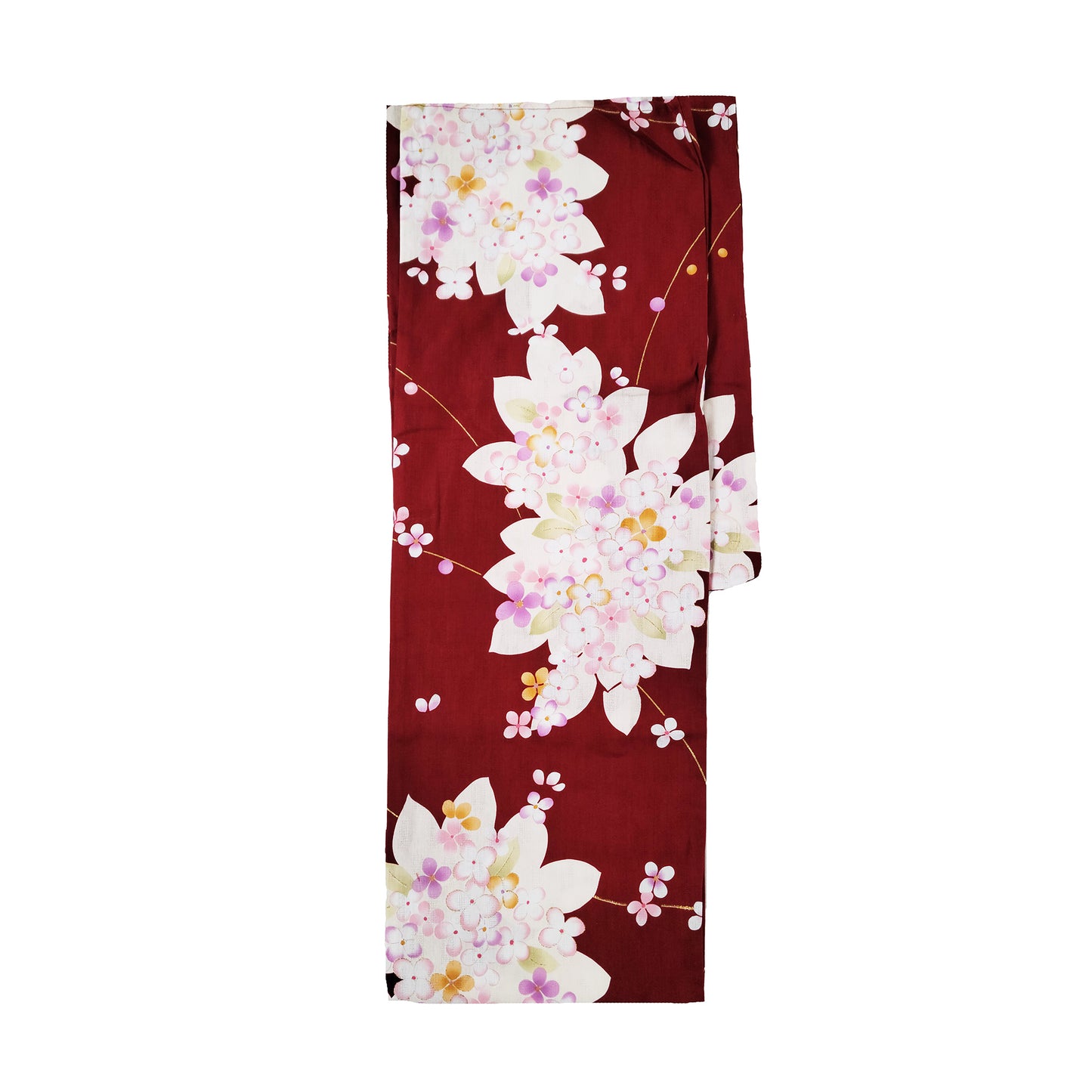 Women's Japanese Traditional Yukata Kimono - Little Flowers in Maroon