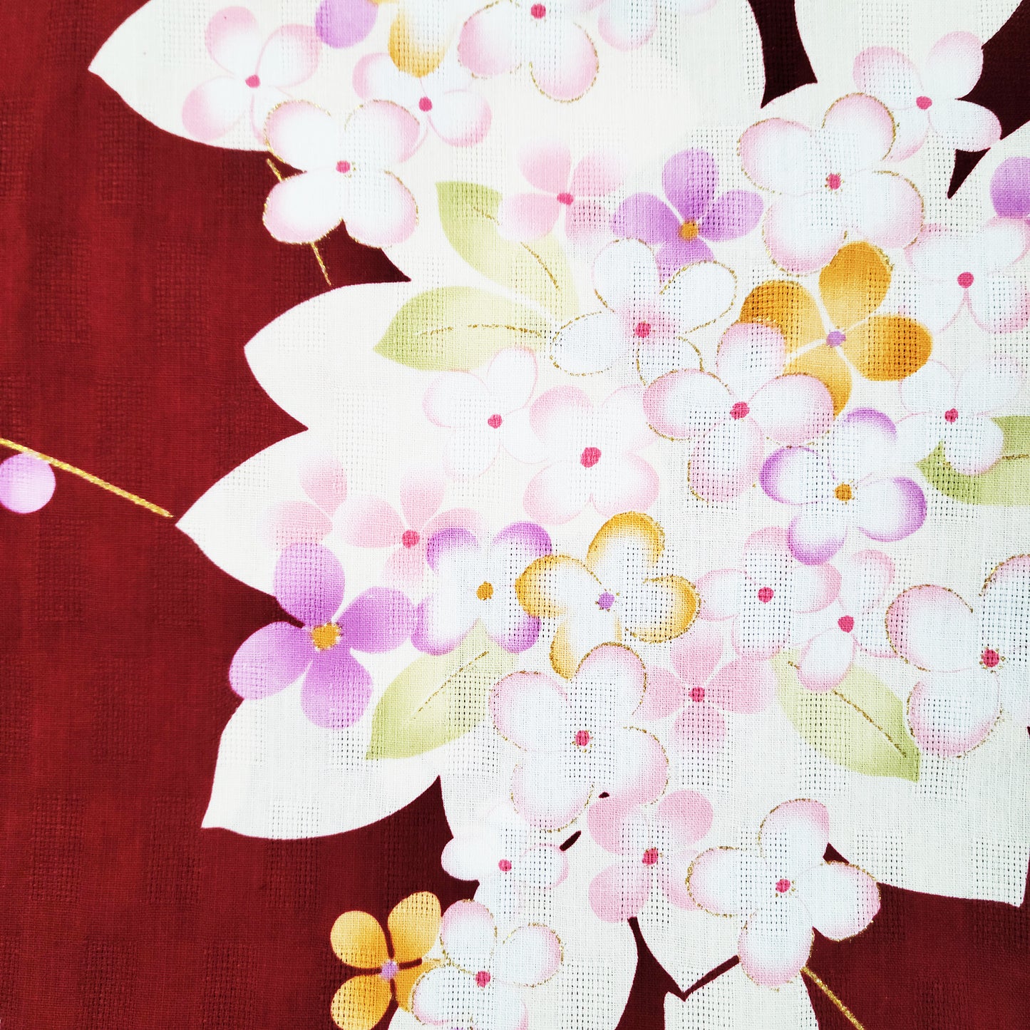 Women's Japanese Traditional Yukata Kimono - Little Flowers in Maroon