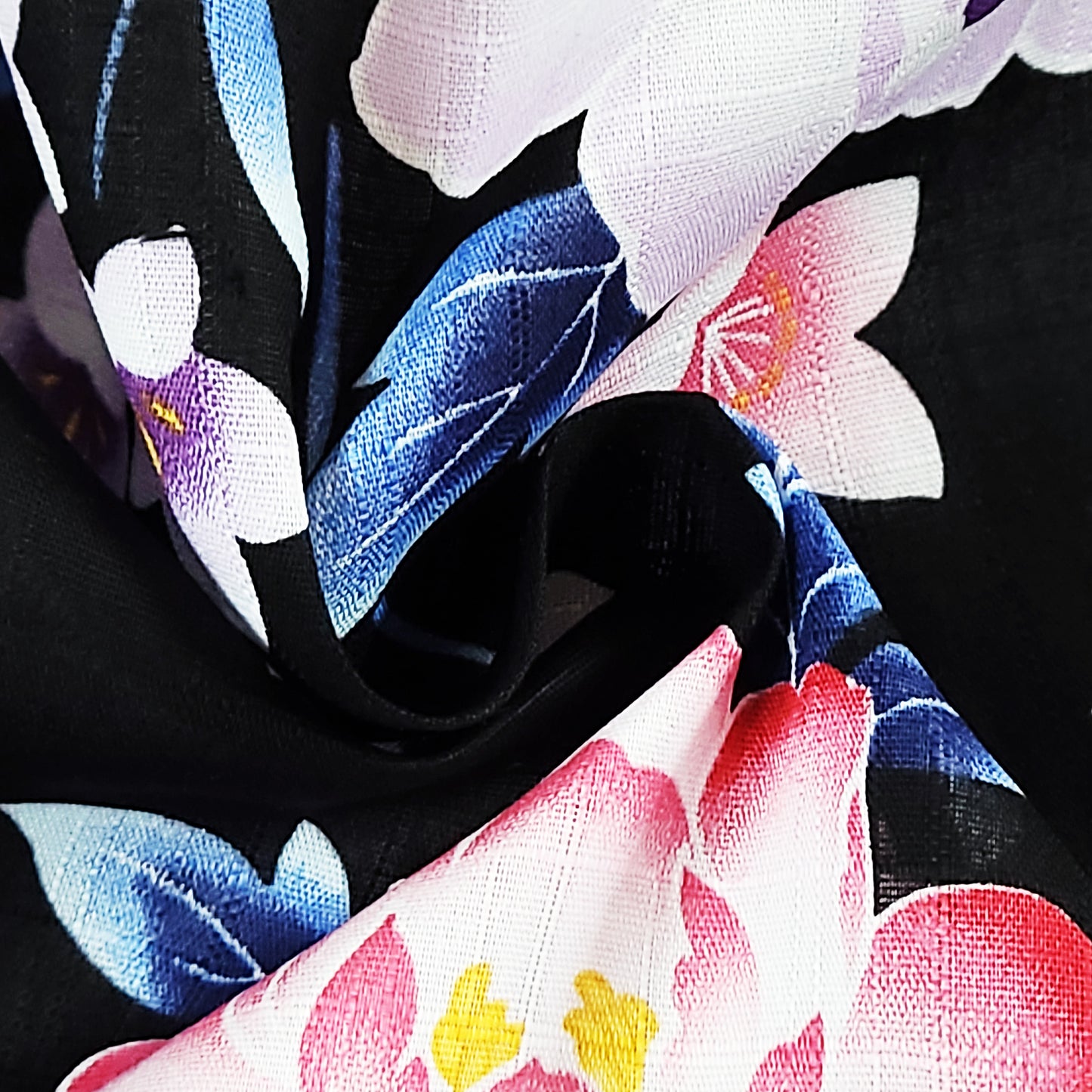 Women's Japanese Yukata Kimono Petite Size - Peonies and Butterflies in Black