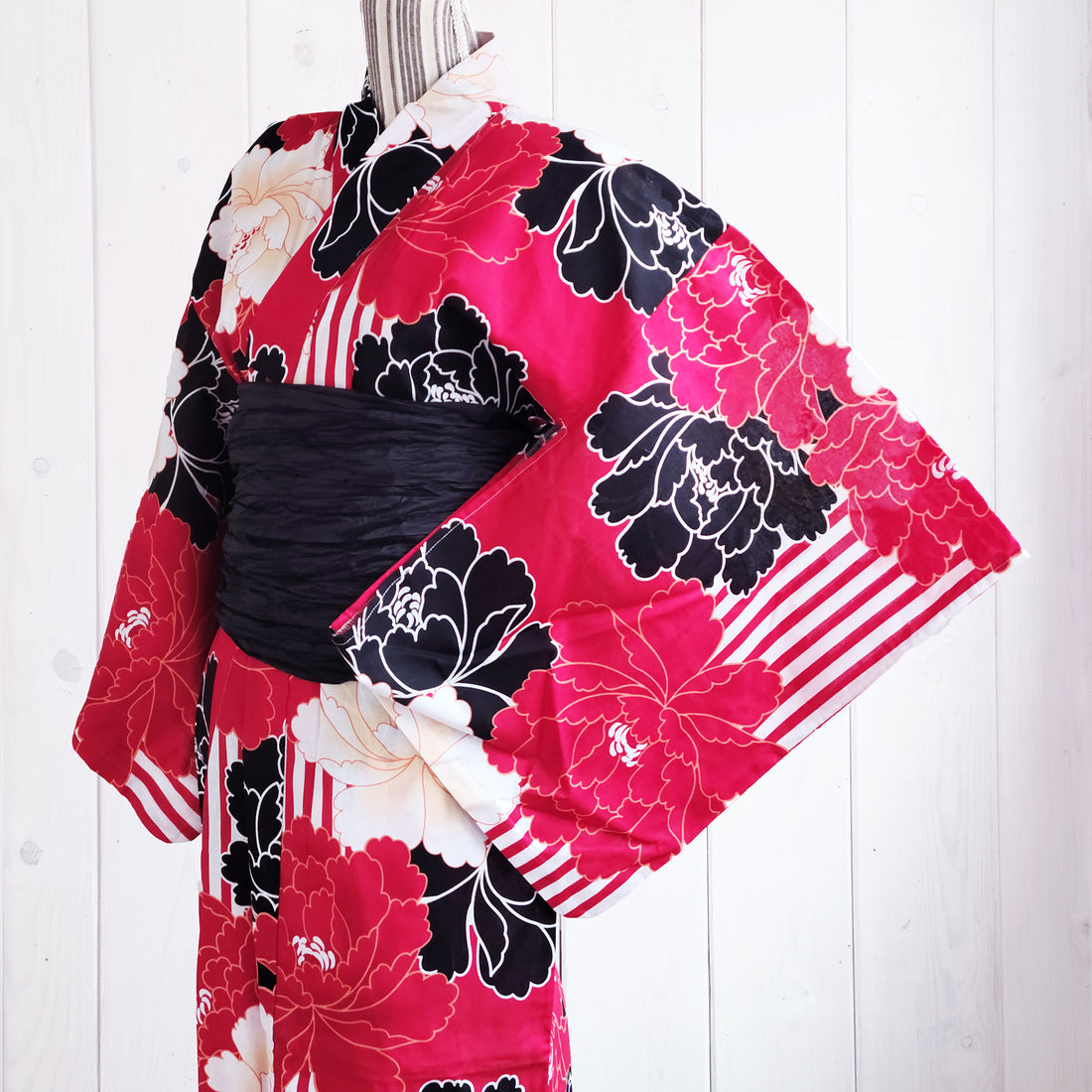 Womens Japanese Traditional Yukata Kimono Chrysanthemum Red Modern Sakura 5473