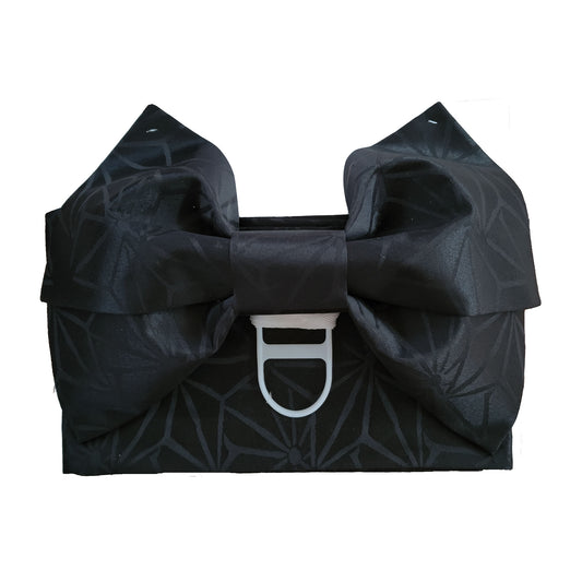 Japanese Pre-Tied Obi Belt - Patterned Black