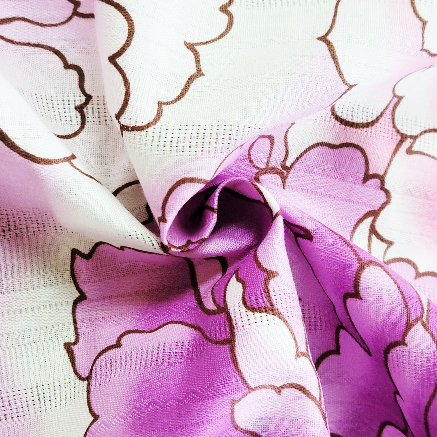 Japanese Yukata Kimono Plus Size - Pink and Purple Peony Flowers