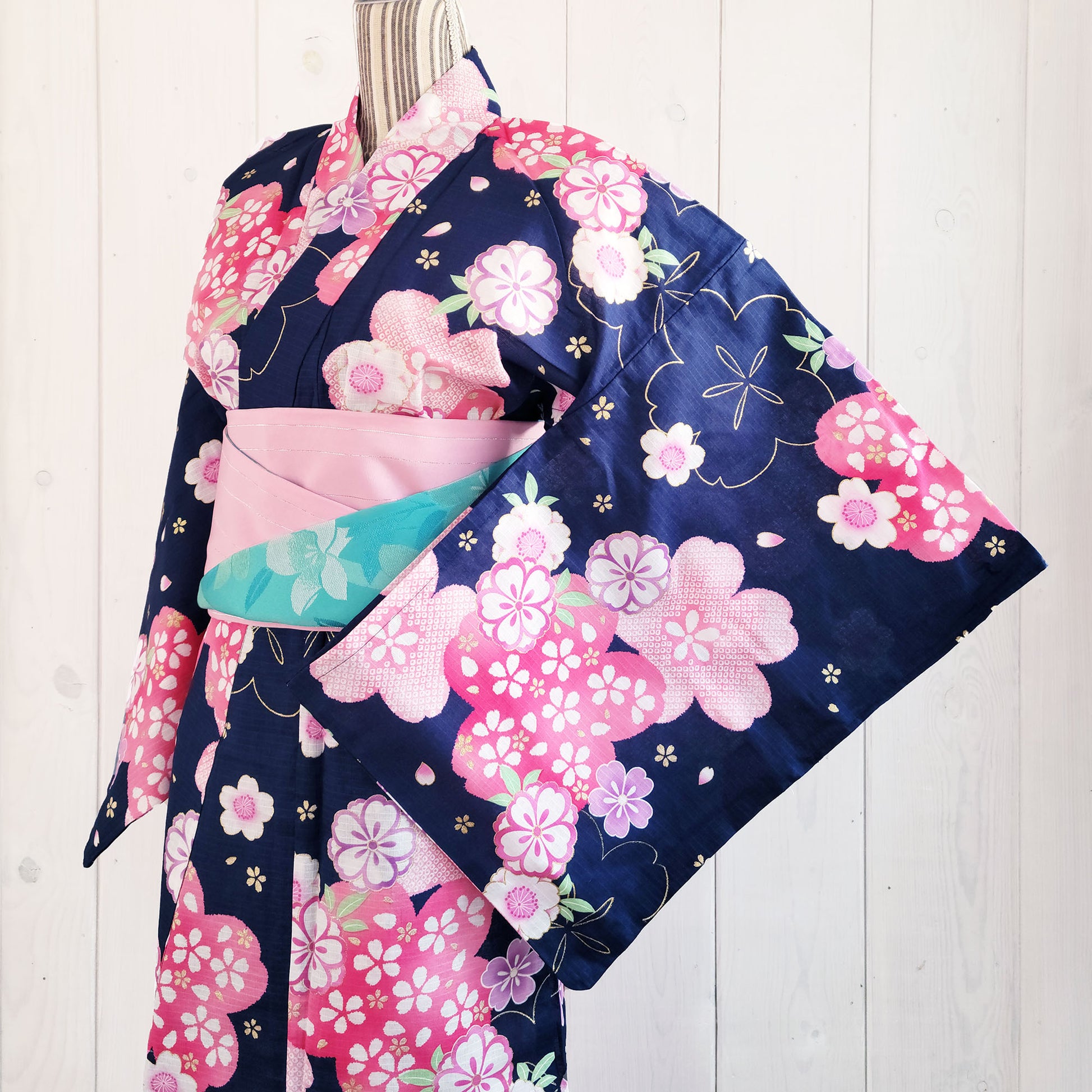 Japanese Yukata Kimono - Kawaii Sakura in Indigo