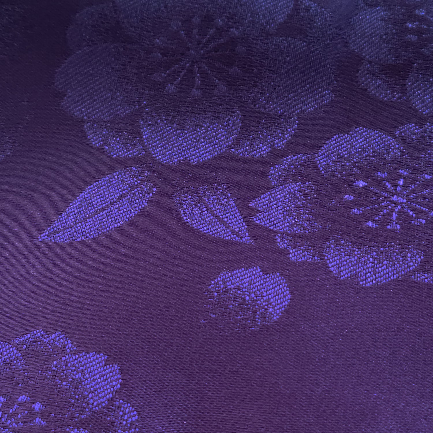 Japanese Flat Obi Belt - Cherry Blossom Dark Purple