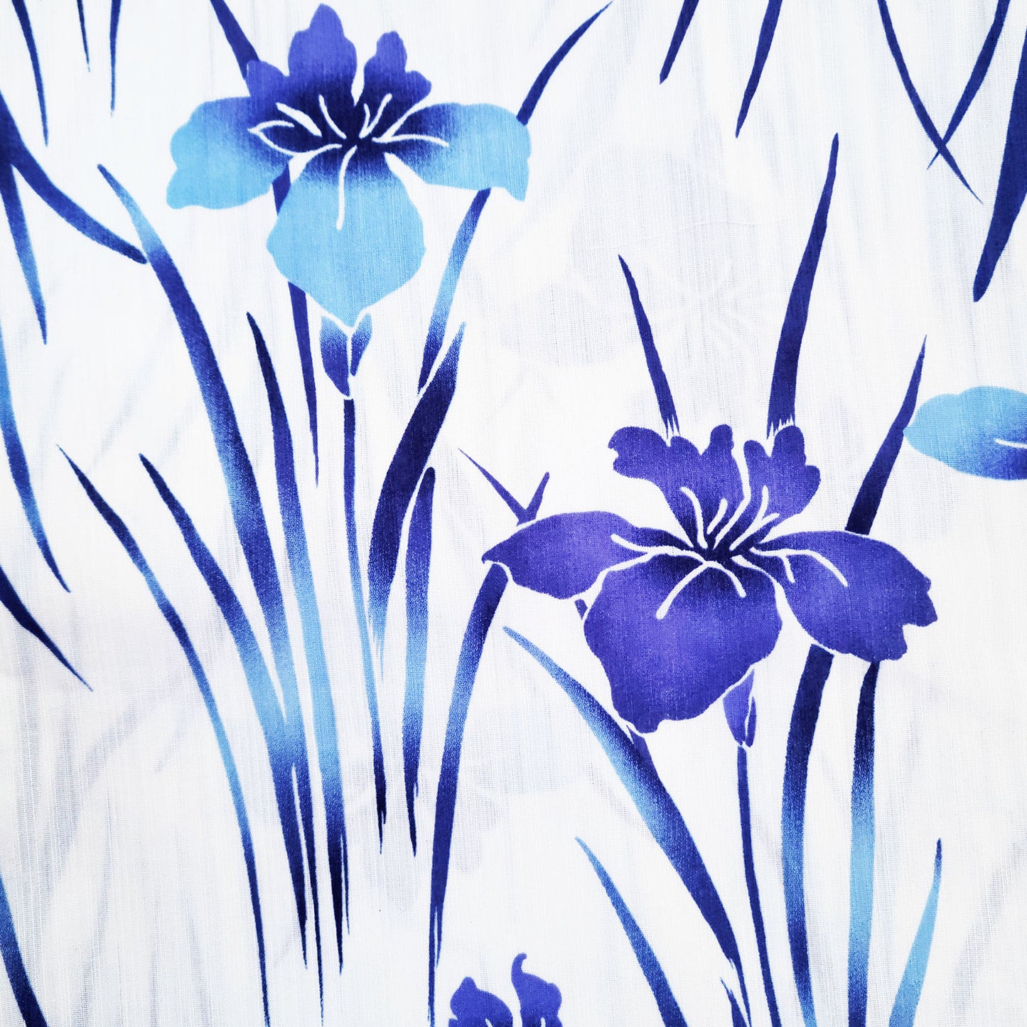 Japanese Yukata Kimono - Blue Irises in White