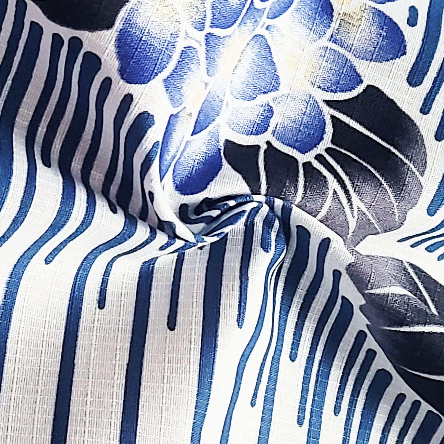 Japanese Yukata Kimono - Blue Hydrangea in White