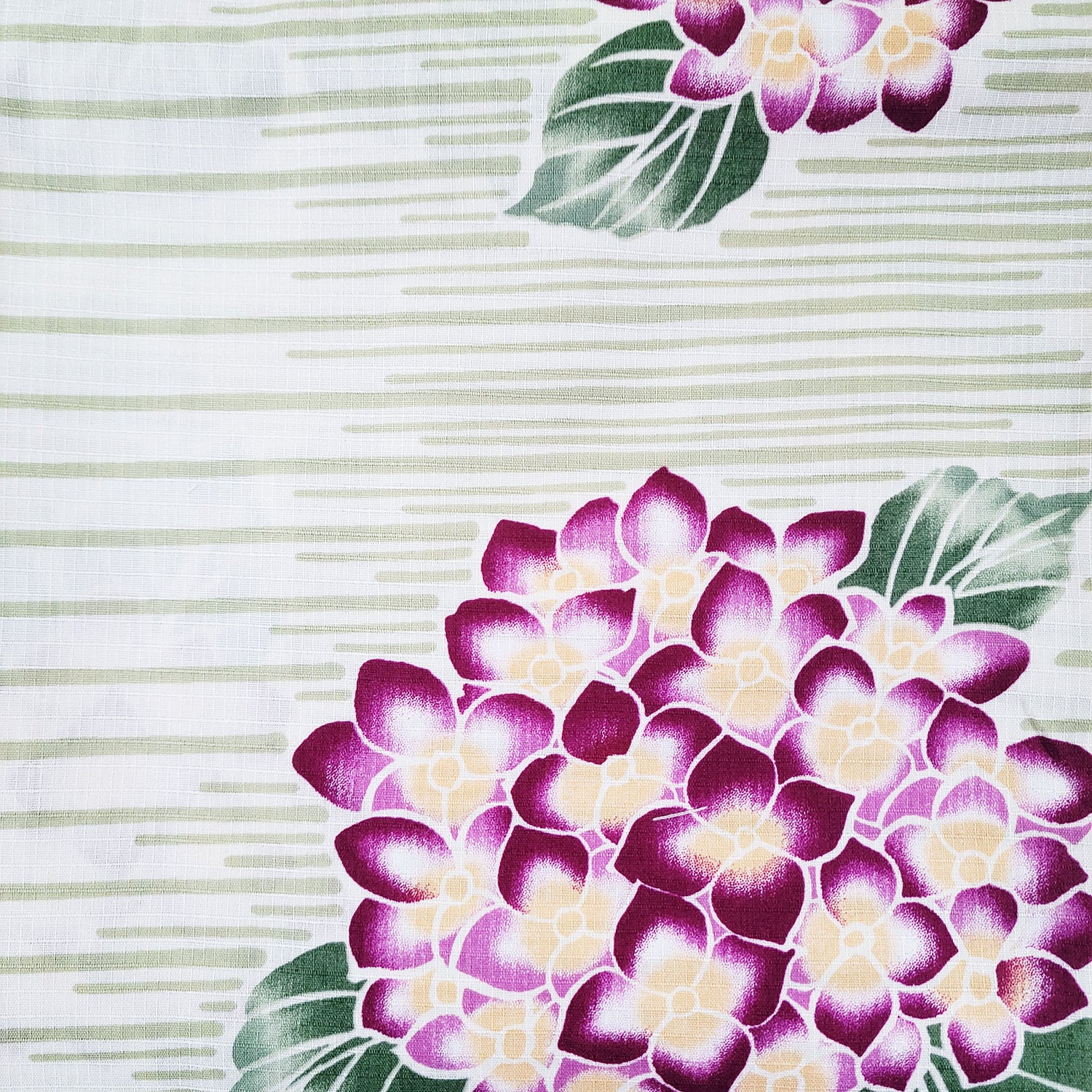 Japanese Yukata Kimono - Purple Hydrangea in Green