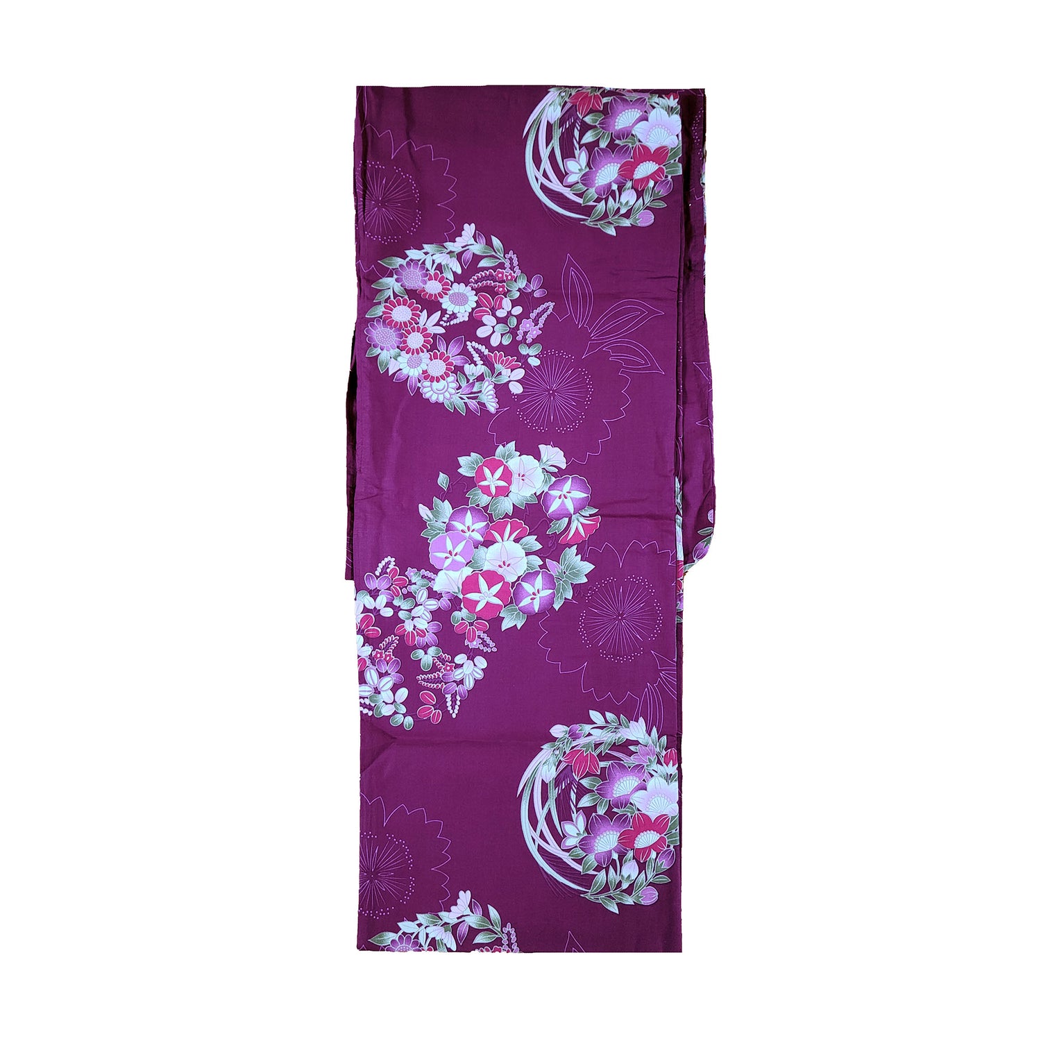 Japanese Yukata Kimono - Japanese Flowers in Purple