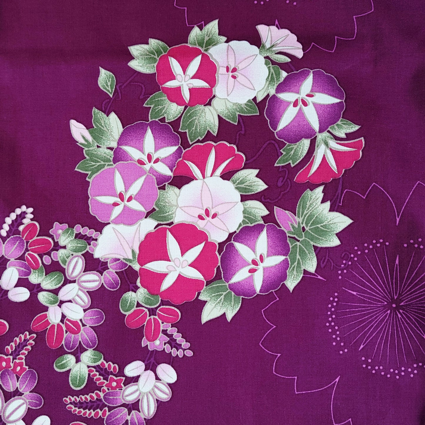 Japanese Yukata Kimono - Japanese Flowers in Purple
