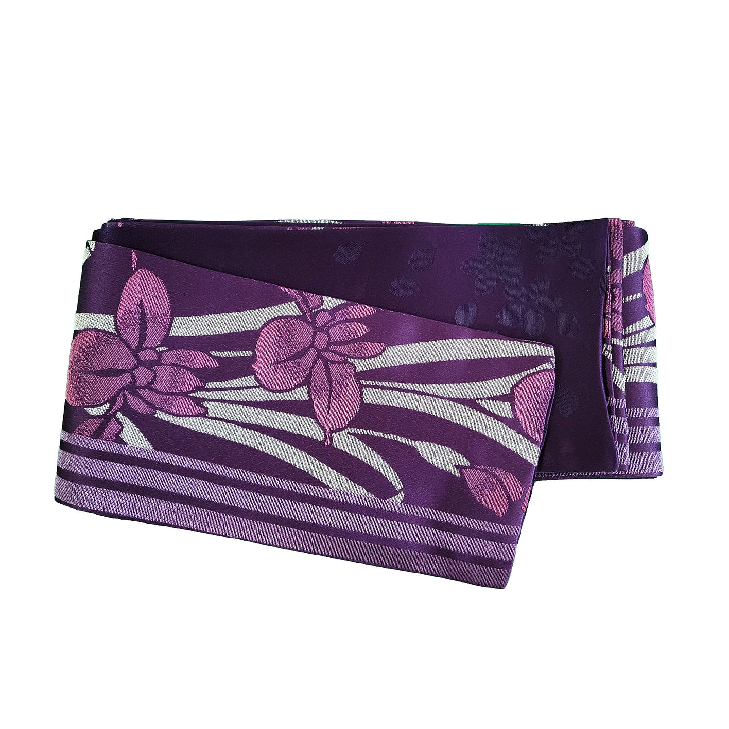 Japanese Hanhaba Flat Obi Belt - Purple Irises