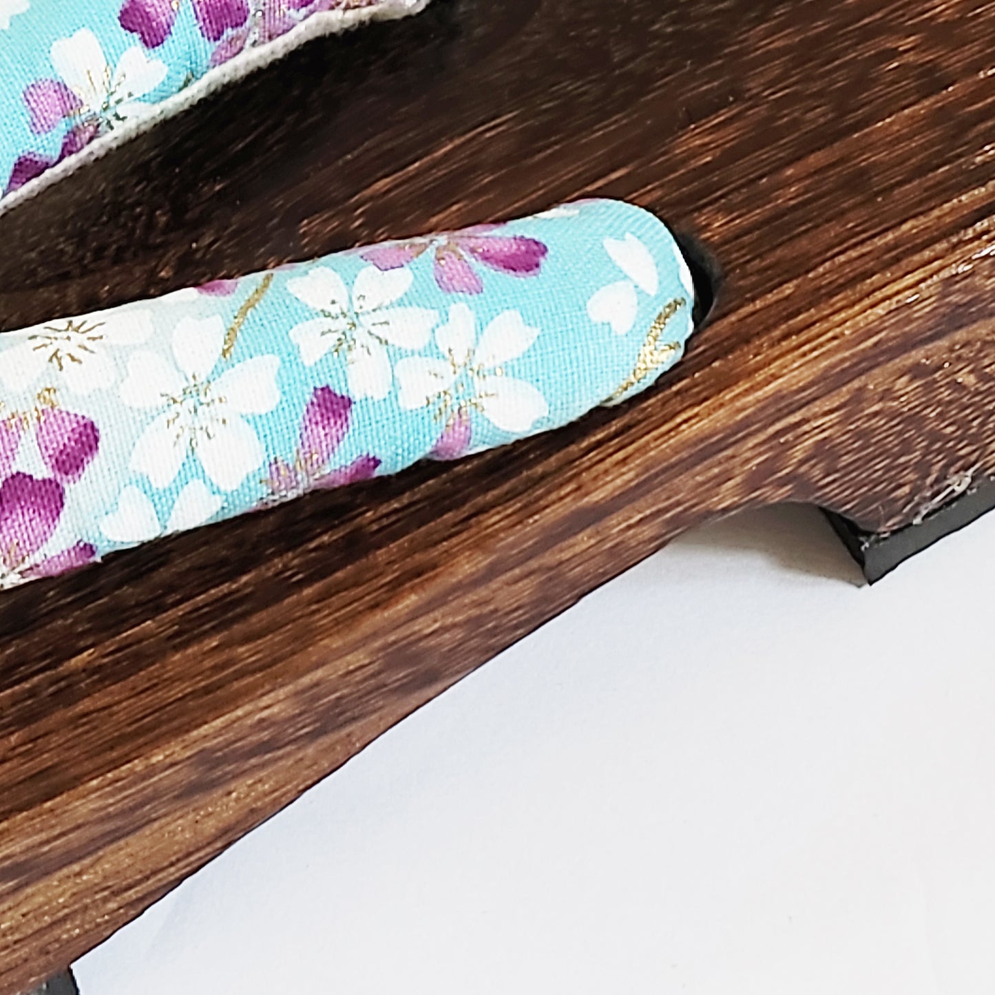 Geta Sandals for Women - Purple and White Cherry Blossoms in Blue