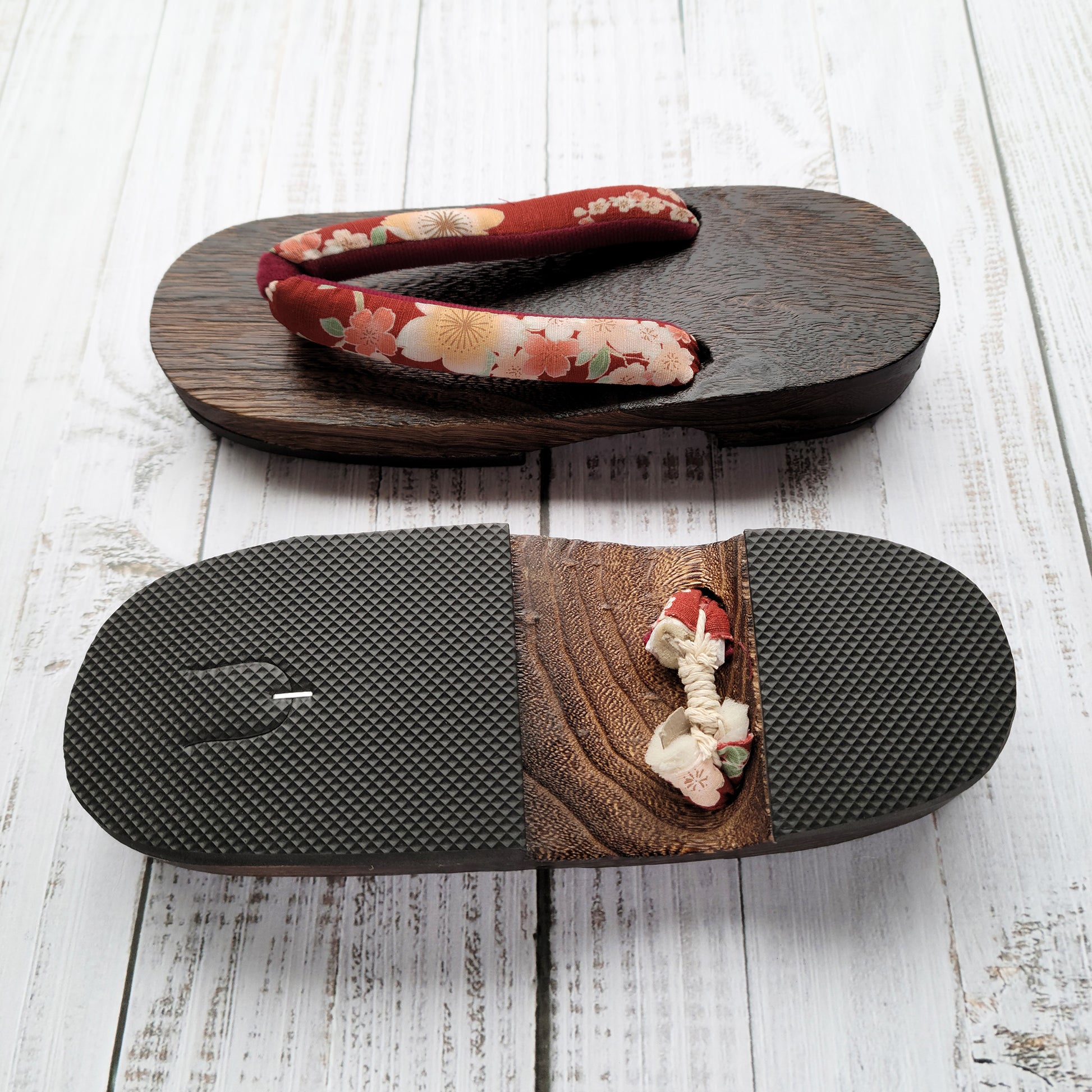 Geta Sandals for Women - Cherry Blossoms in Maroon