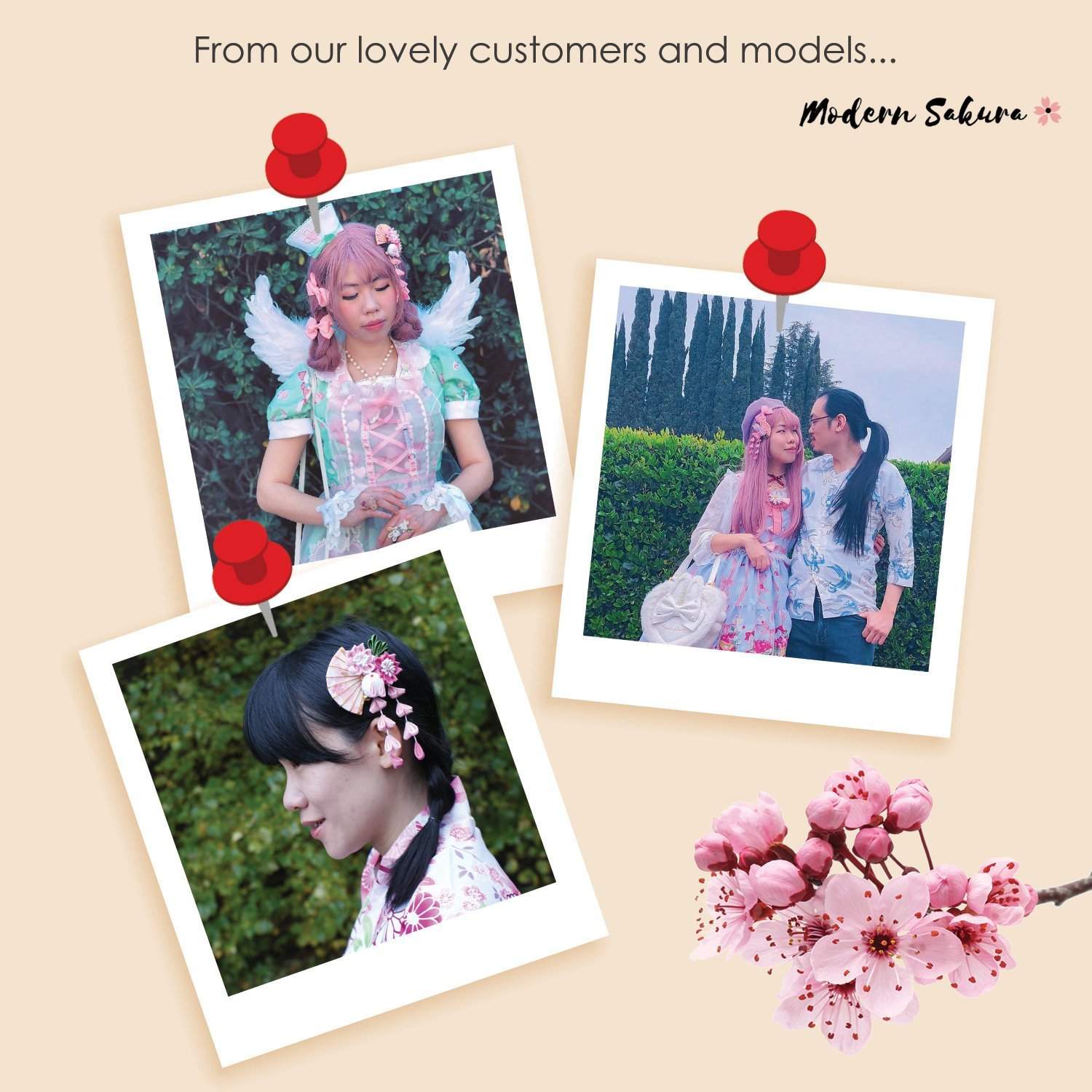 Cherry Blossom Moon Bunny and Fan Hair Clip Product Showcase