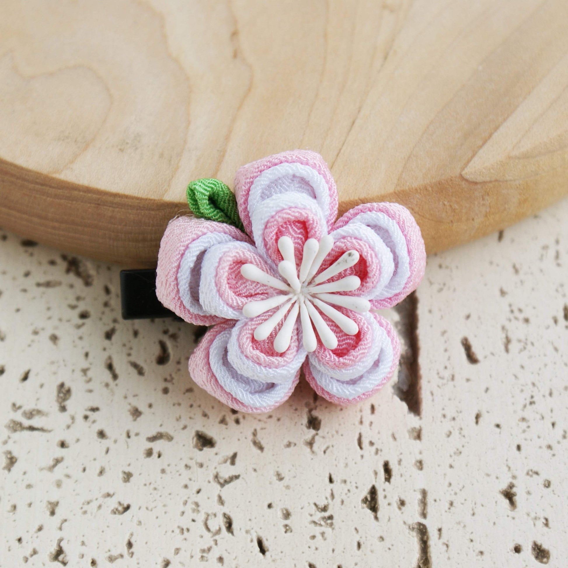 Double Layers Plum Blossoms Kanzashi Hair Clip Pink
