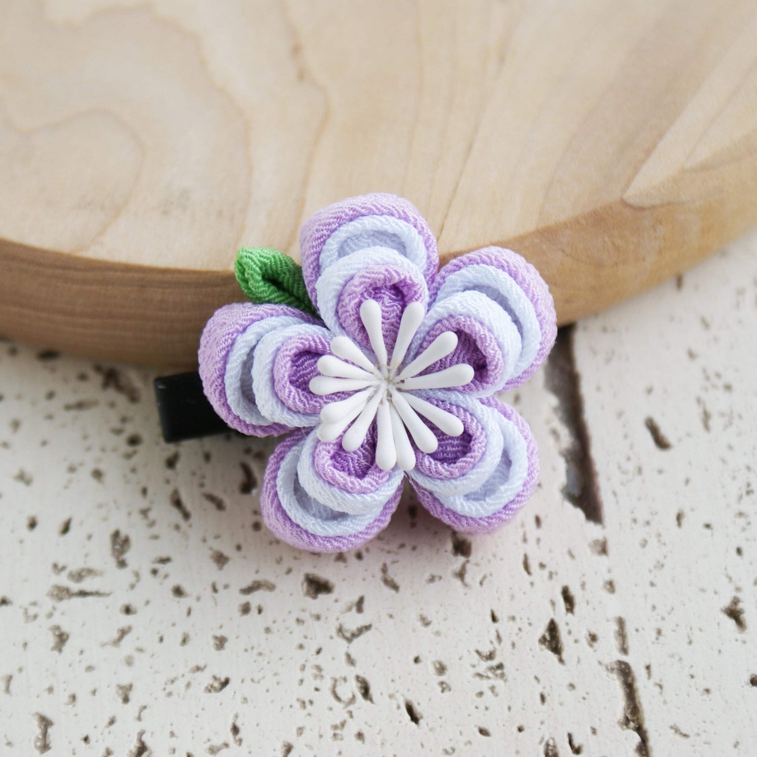 Double Layers Plum Blossoms Kanzashi Hair Clip Purple