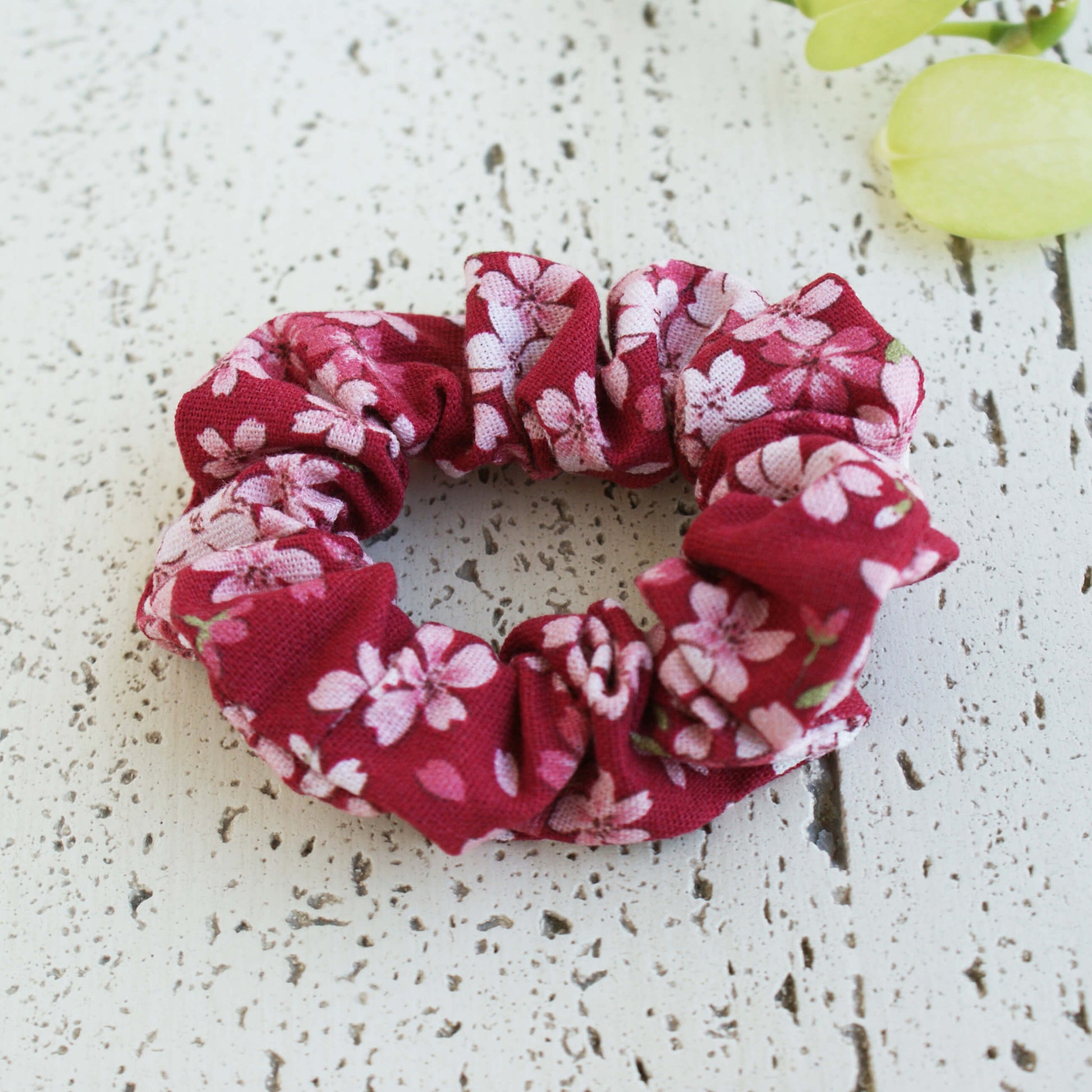 Fabric Scrunchie - Red Cherry Blossoms