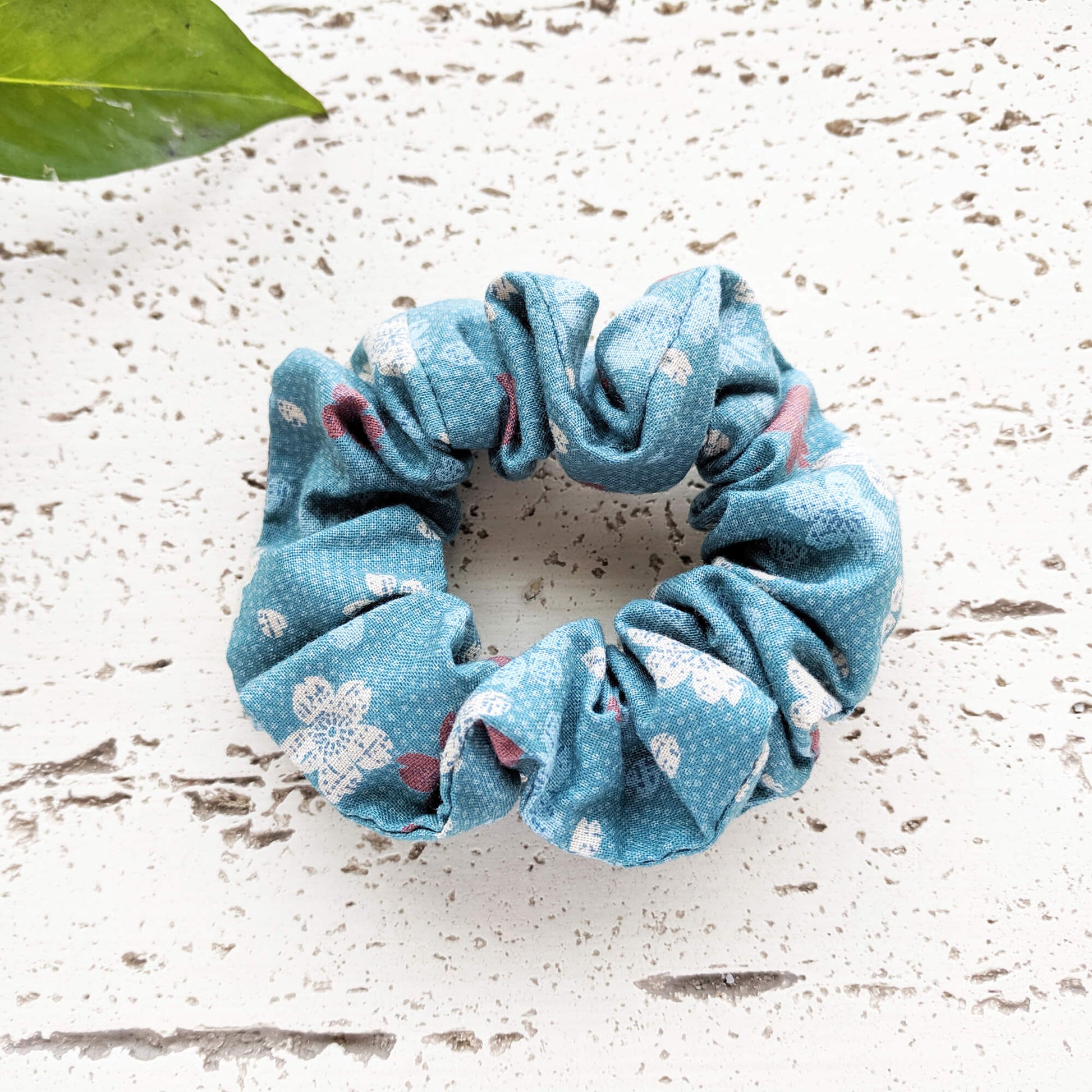 Fabric Scrunchie - Sky Blue Cherry Blossoms
