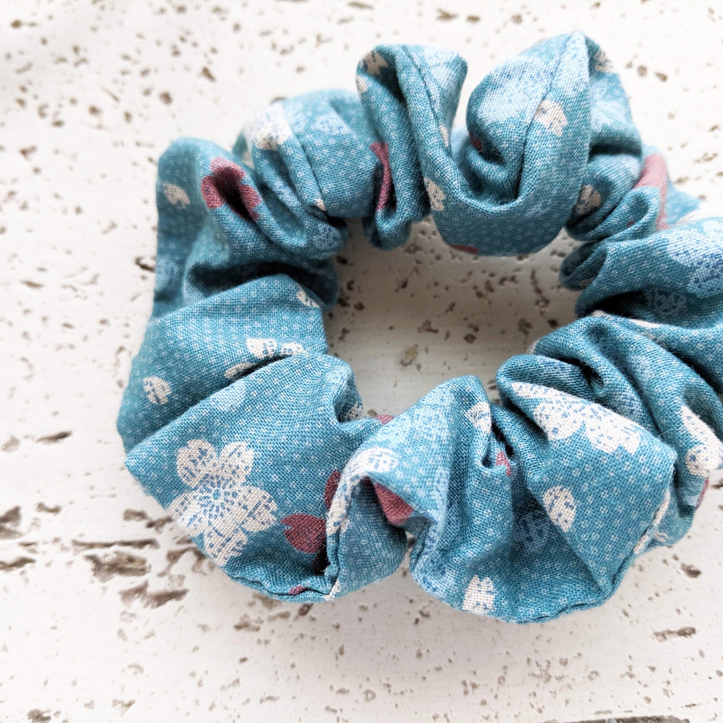 Fabric Scrunchie - Sky Blue Cherry Blossoms