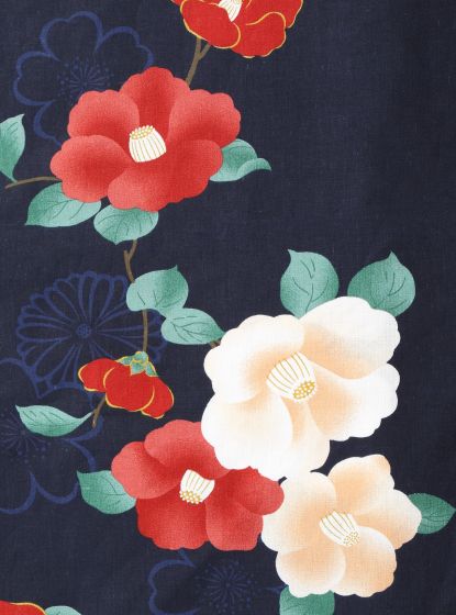 GRL Yukata - Camellia Flowers Navy Pattern