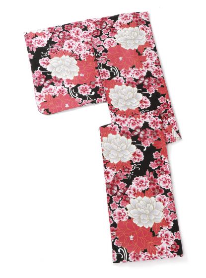 GRL Yukata - Peony and Cherry Blossom Black Side
