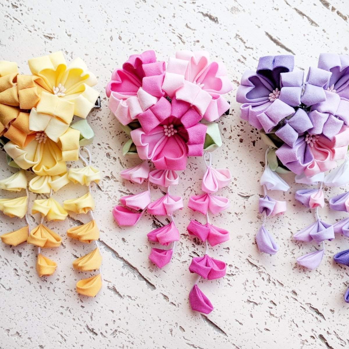 Geisha Cherry Blossoms Fabric Hair Ornament for Kimonos