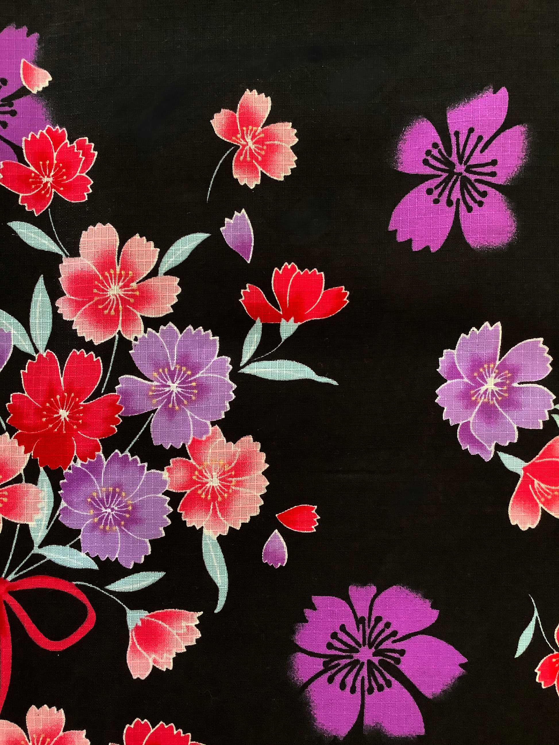 Yukata Kimono - Cherry Blossom Bouquet Black