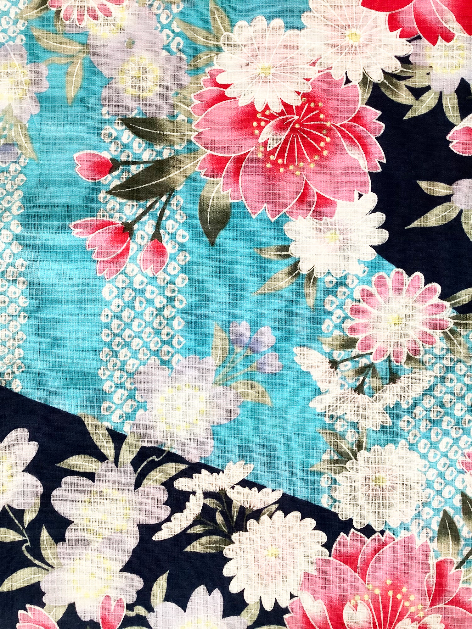Yukata Kimono - Kimono Flowers Blue