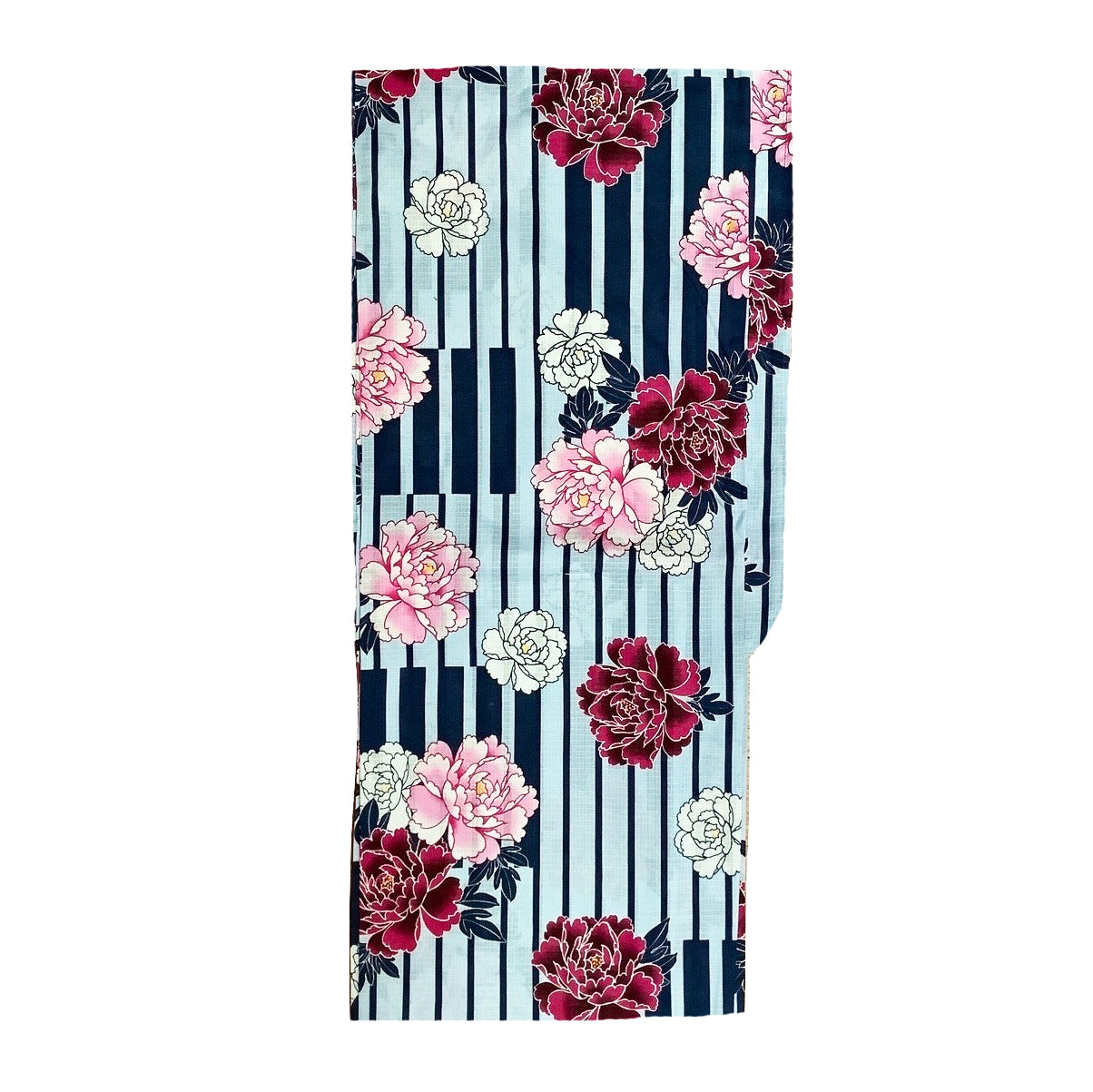 Yukata Kimono - Chrysanthemum Blue Stripes