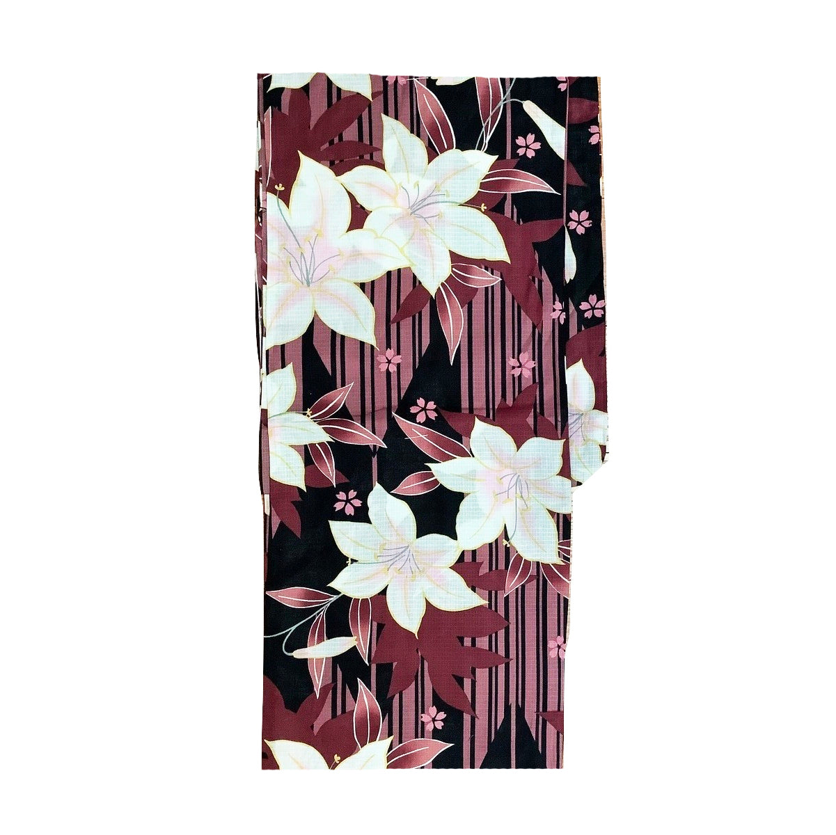 Yukata Kimono - Lilies Maroon