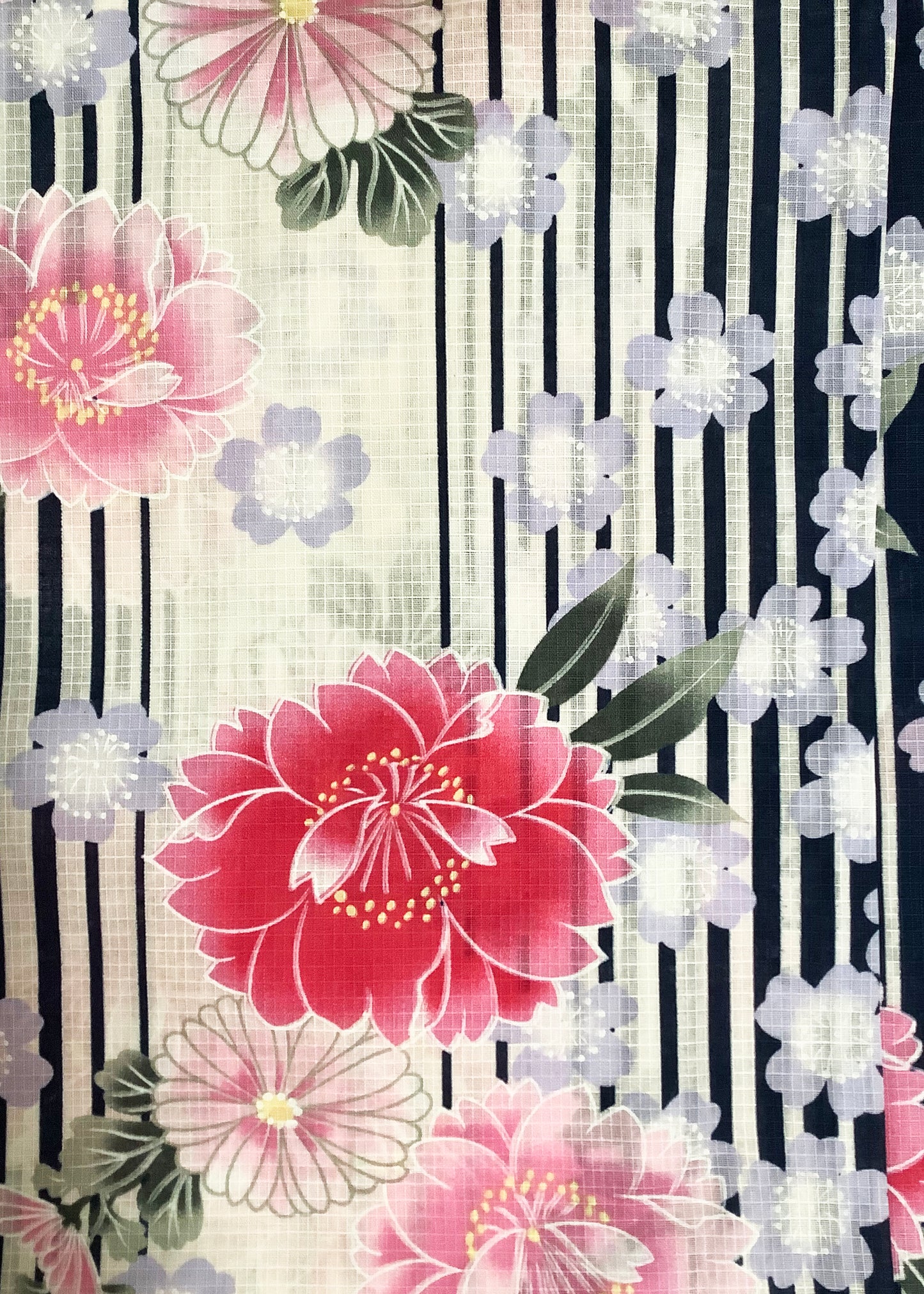 Yukata Kimono - Pink Chrysanthemum White