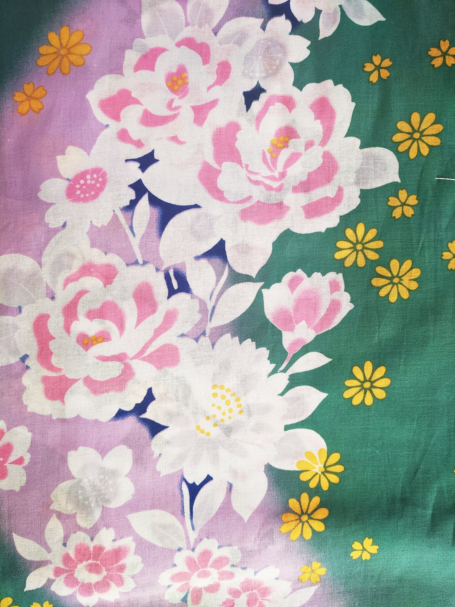 Yukata Kimono - Peony Flowers Green