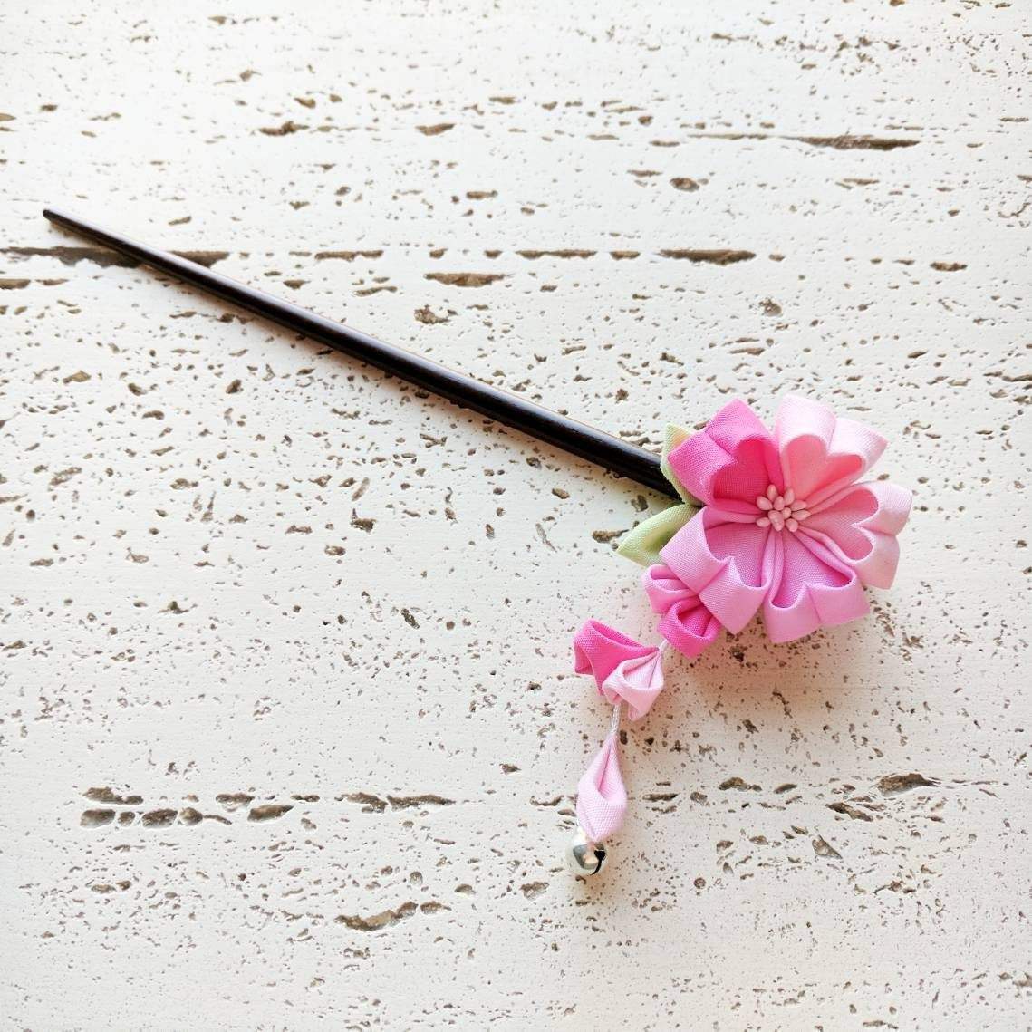 Japanese Kanzashi Sakura Wood Hair Stick for Kimono