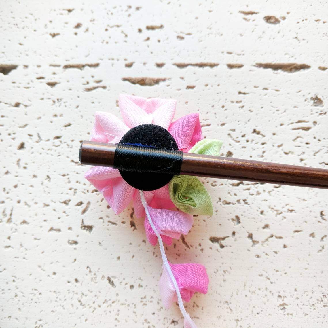 Japanese Kanzashi Sakura Wood Hair Stick for Kimono - Back