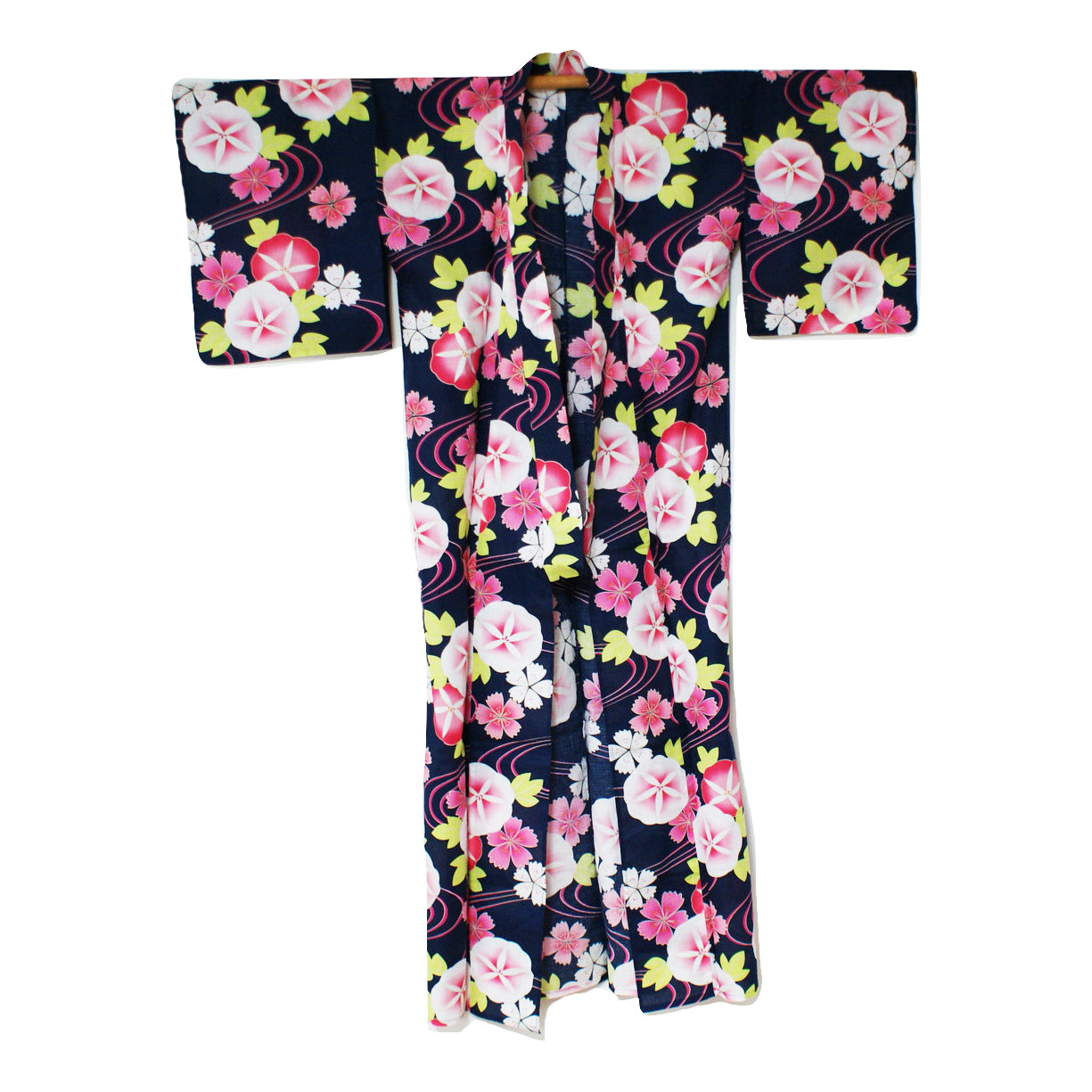 Yukata Kimono - Morning Glory and Cherry Blossom Navy (Style #2292 ...