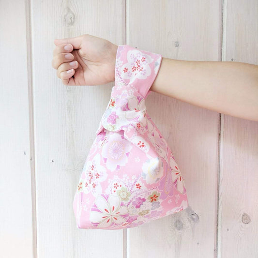 Kimono Knot Bag Wristlet Cherry Blossom Sakura Pink