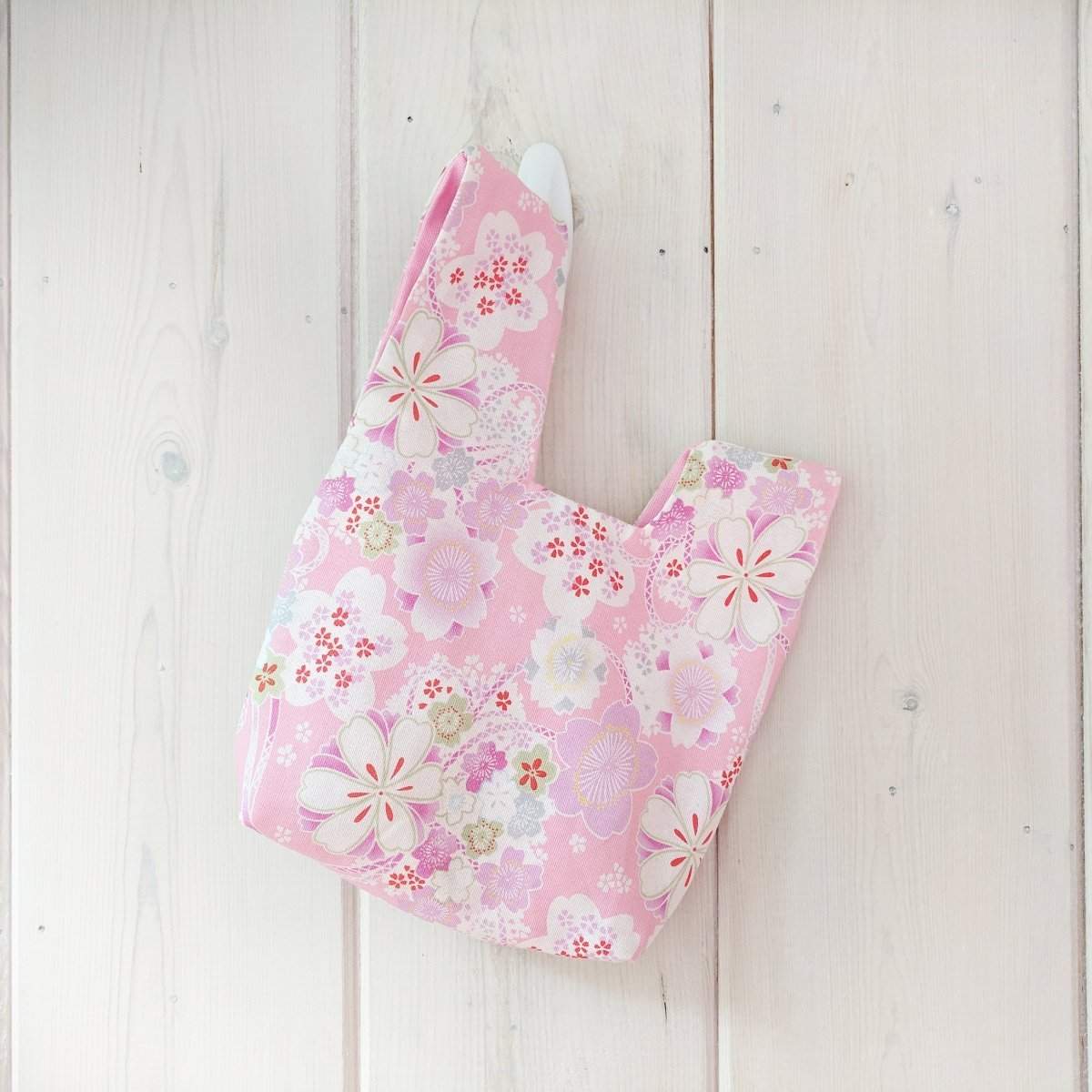 Kimono Knot Bag Wristlet Cherry Blossom Sakura Pink - Front
