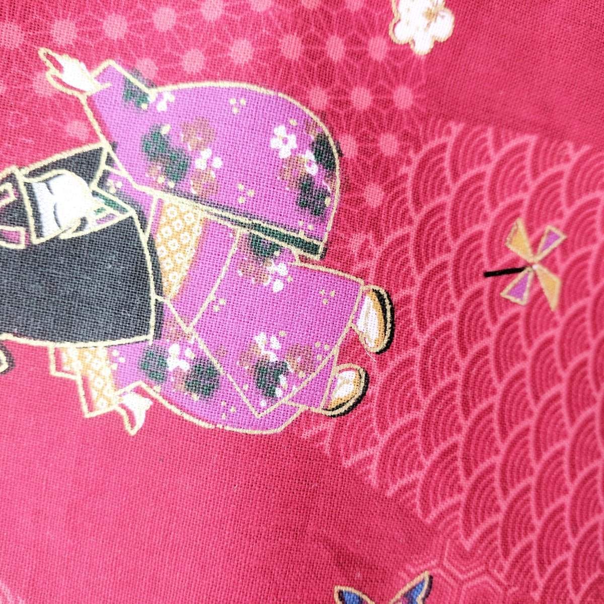 Kimono Knot Bag Wristlet Japanese Dolls - Pattern