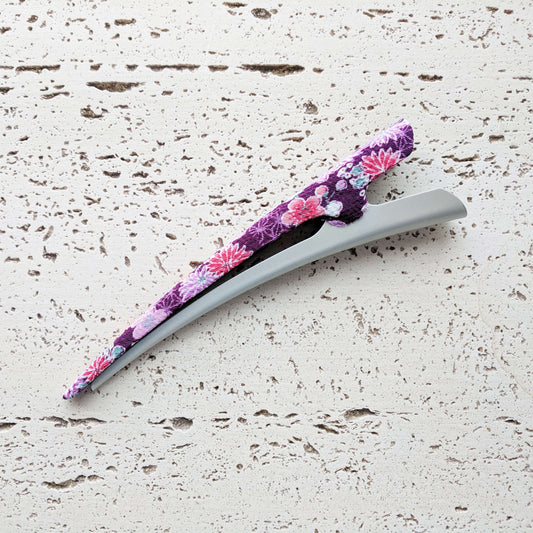 Kimono Long Concorde Beak Clip by Cocoluck - Purple Floral