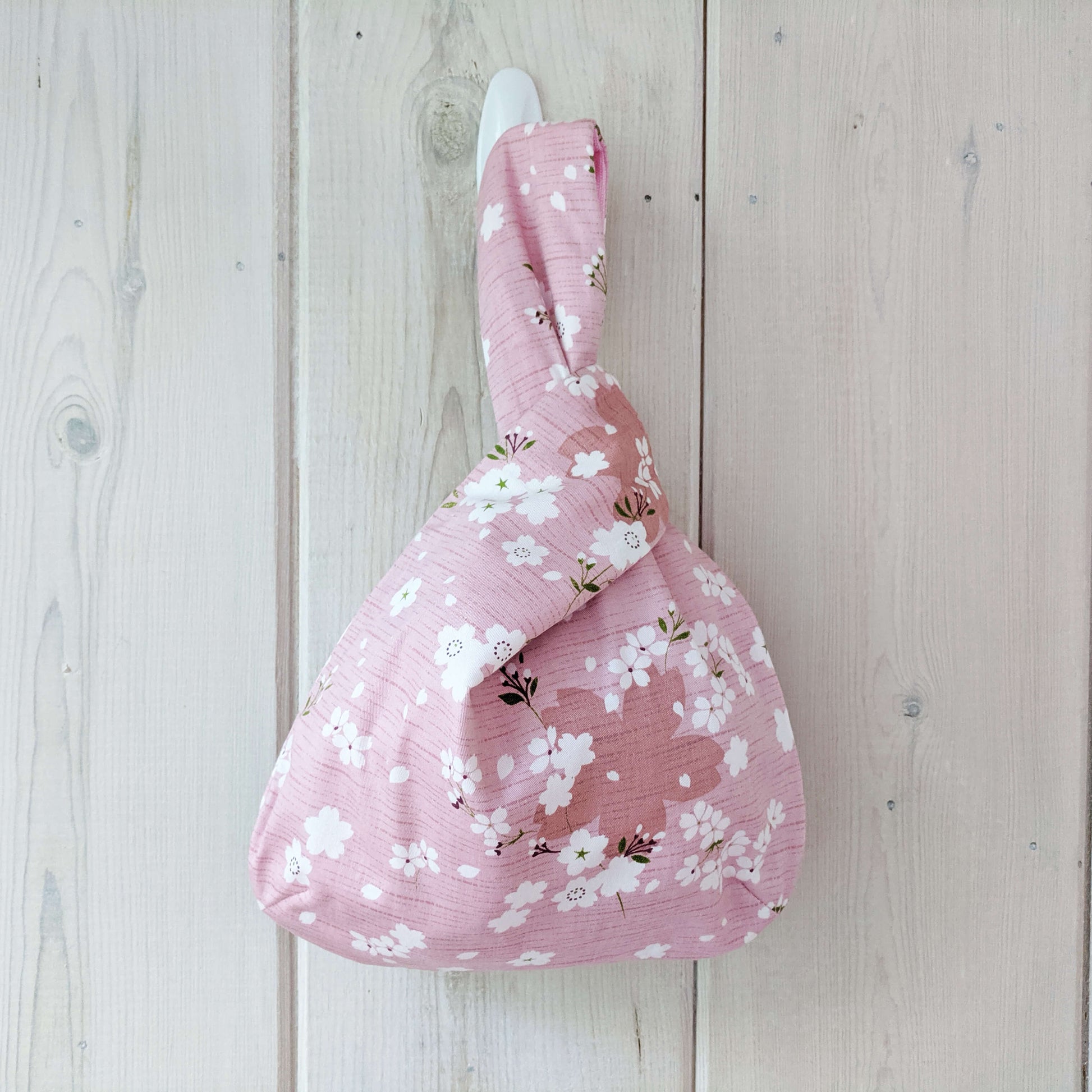 Knot Bag Wristlet - Sweet Cherry Blossoms Pink