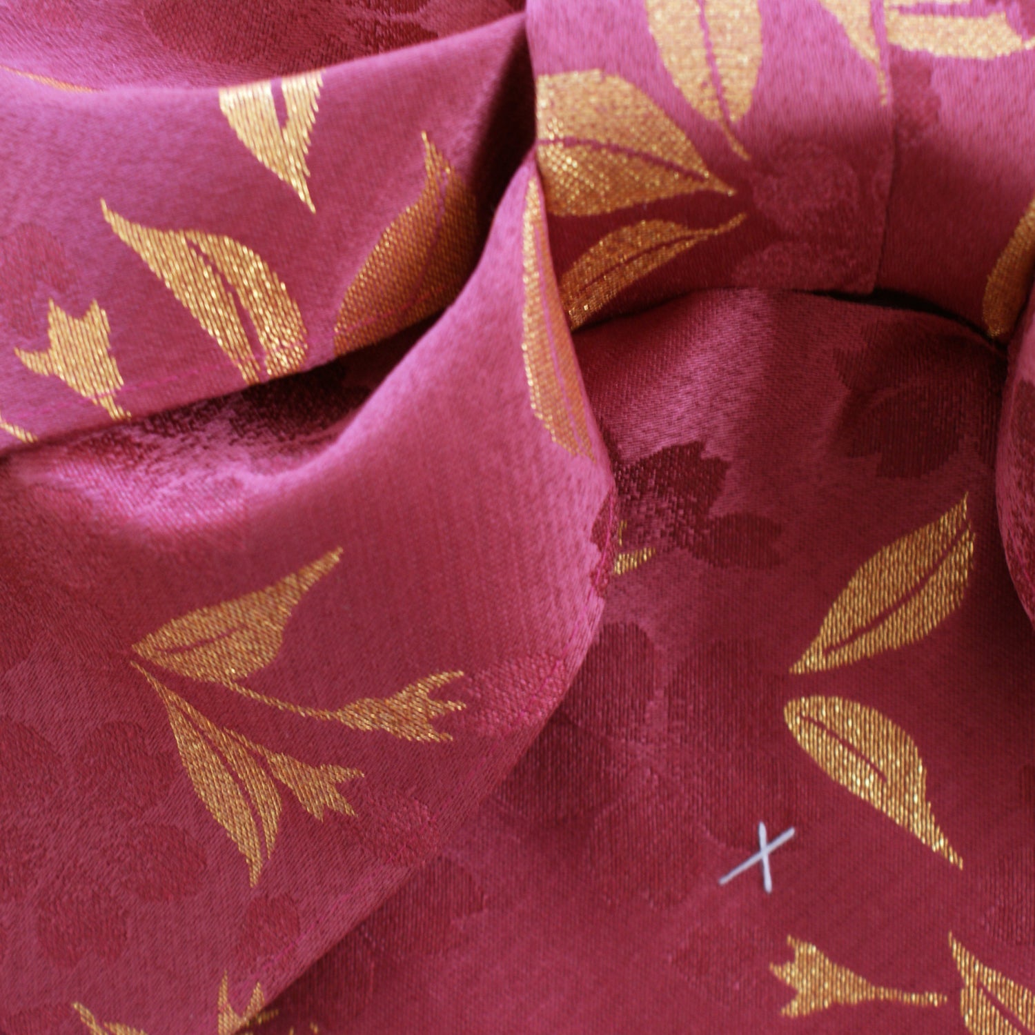 Pre-Tied Obi Belt - Gold Leaves Maroon