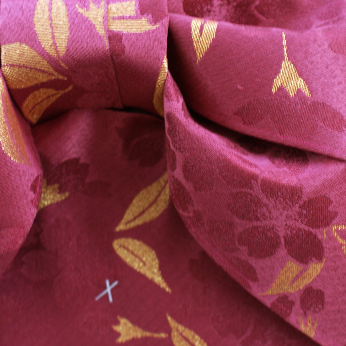 Pre-Tied Obi Belt - Gold Leaves Maroon