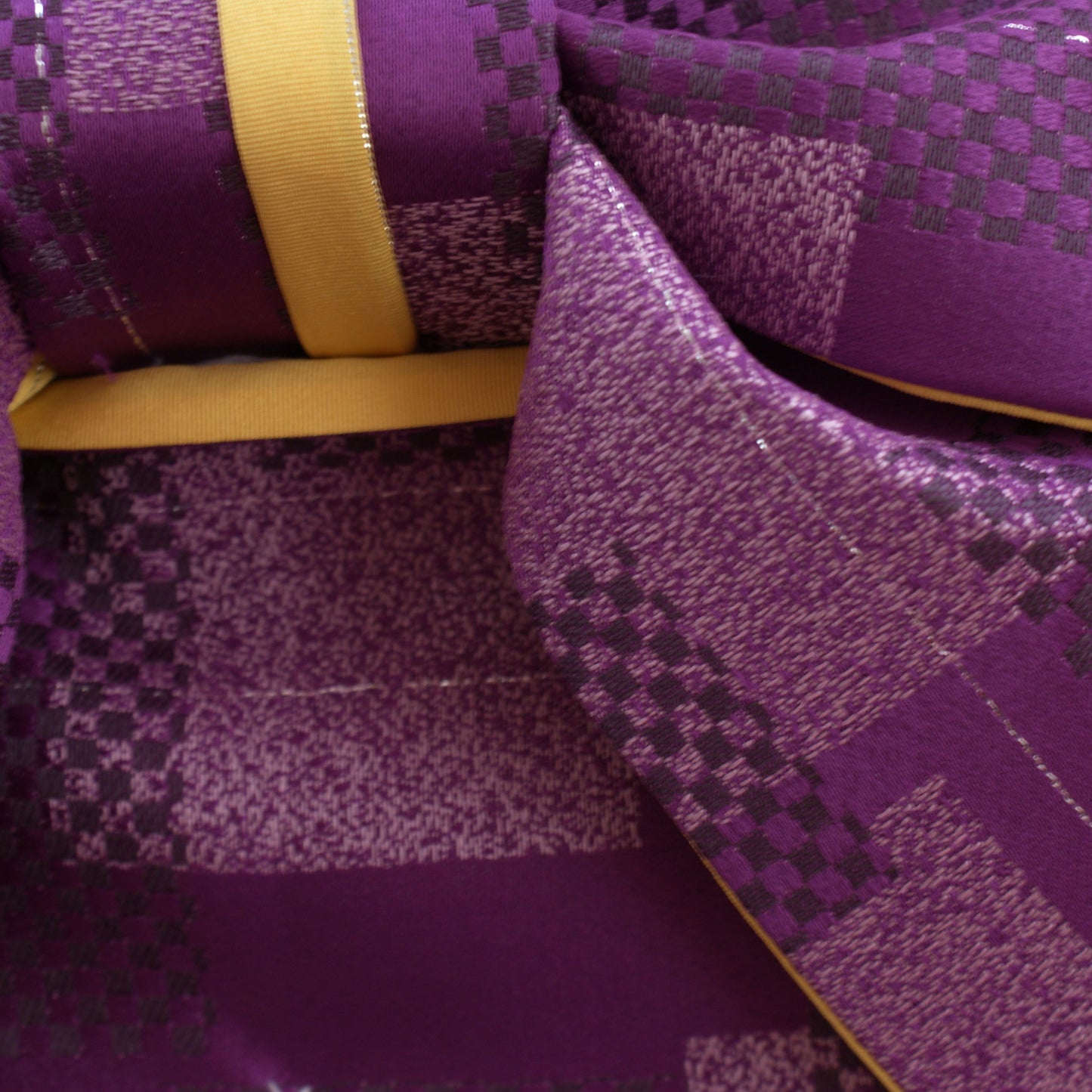Pre-Tied Obi Belt - Purple Checkered