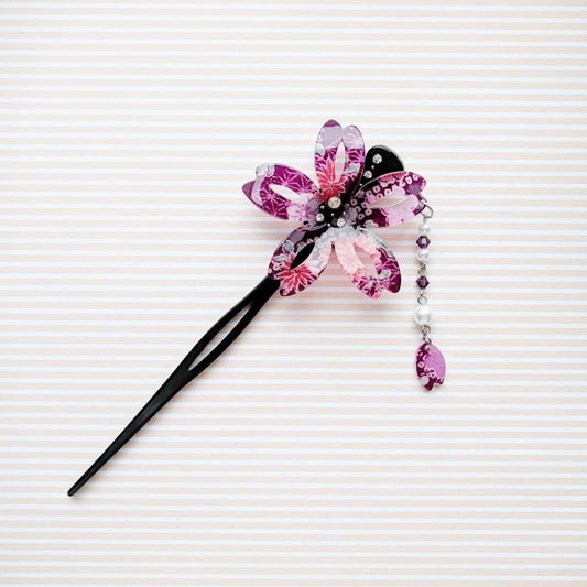 Sakura Swaying Petal Hair Stick by Cocoluck Japan - Purple